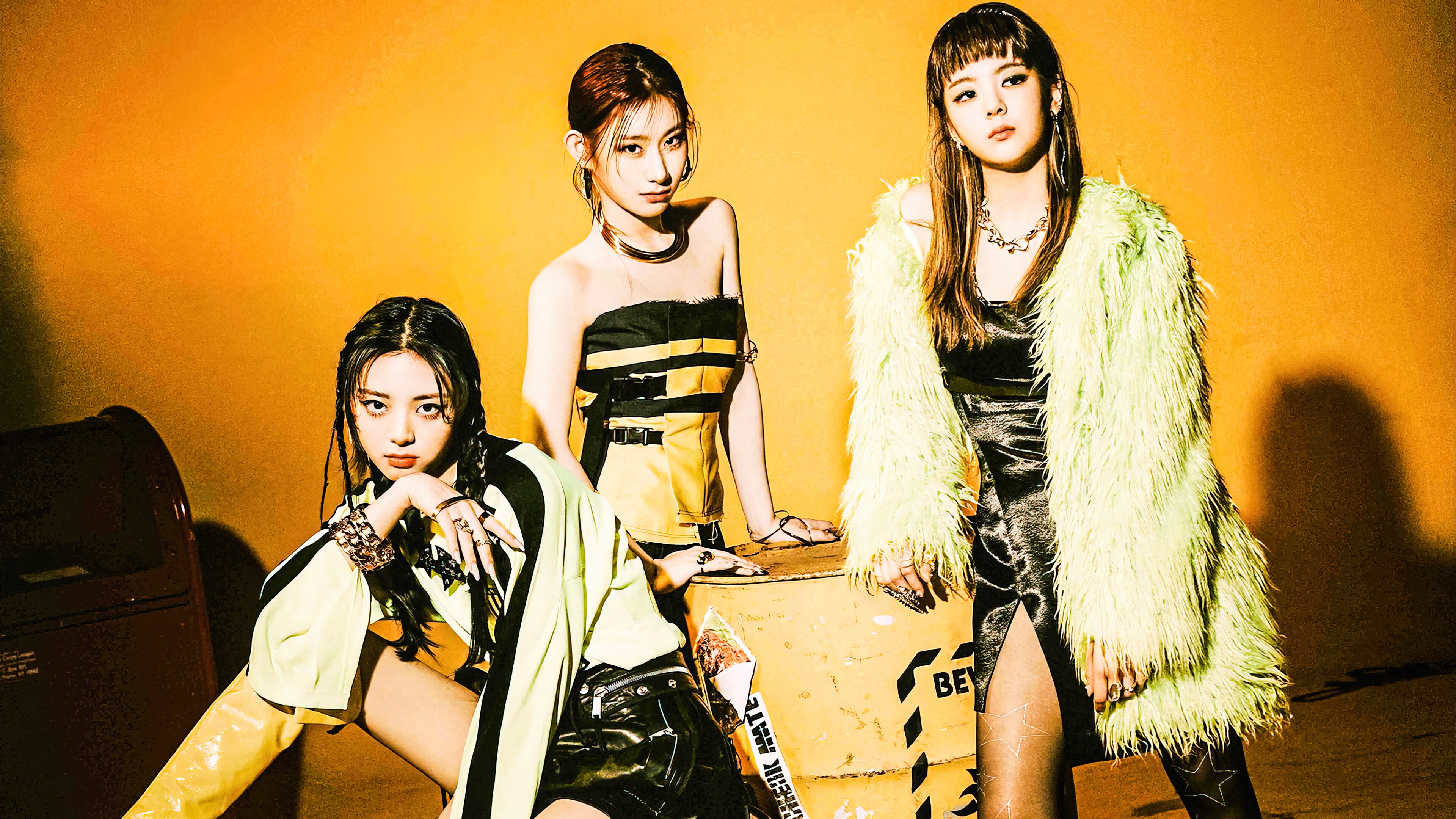 ITZY Yuna, Chaeryeong, and Lia from Mafia in the Morning 4K HD Wallpaper