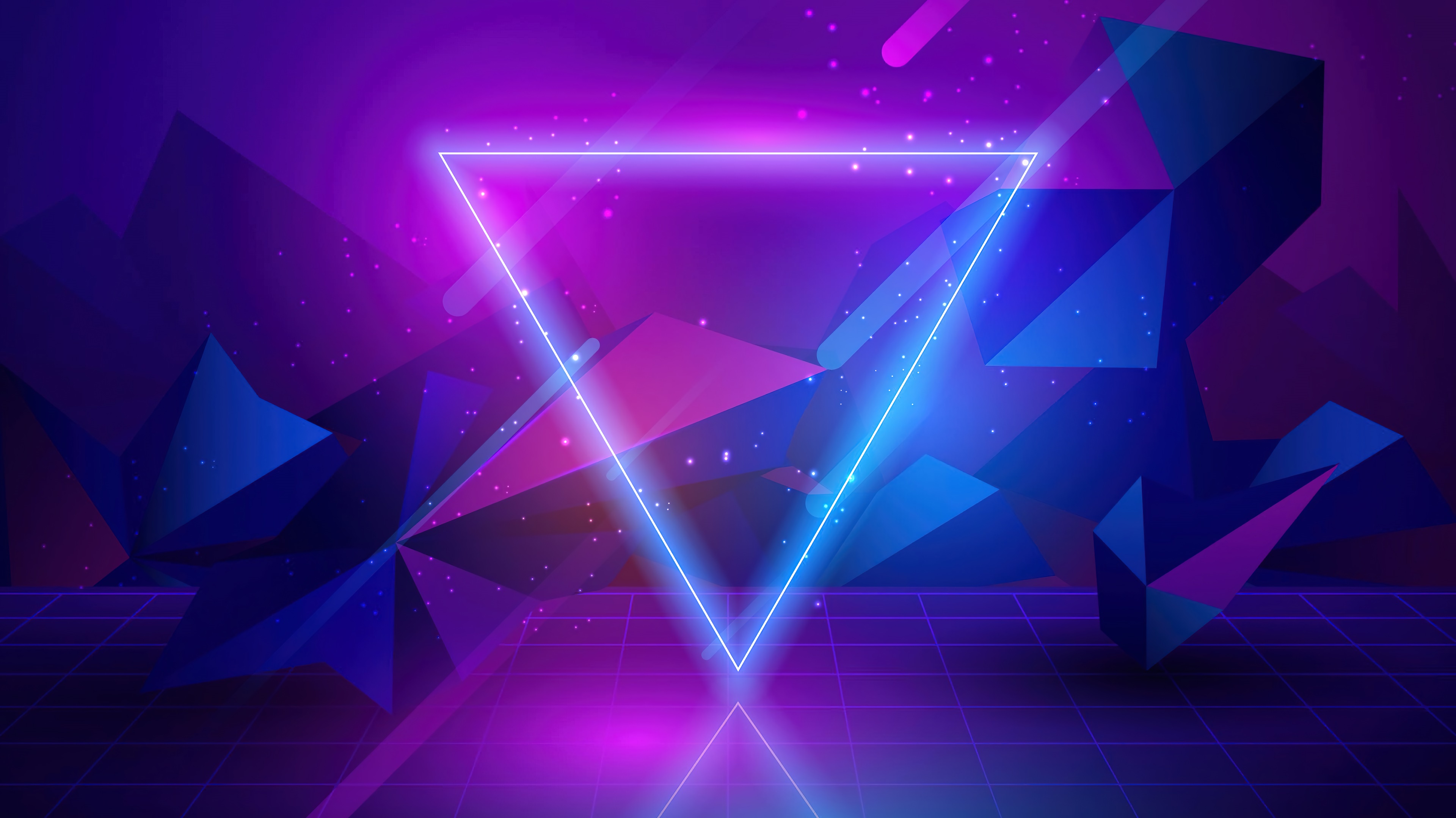 Abstract Neon Triangle Digital Art 4K HD Wallpaper