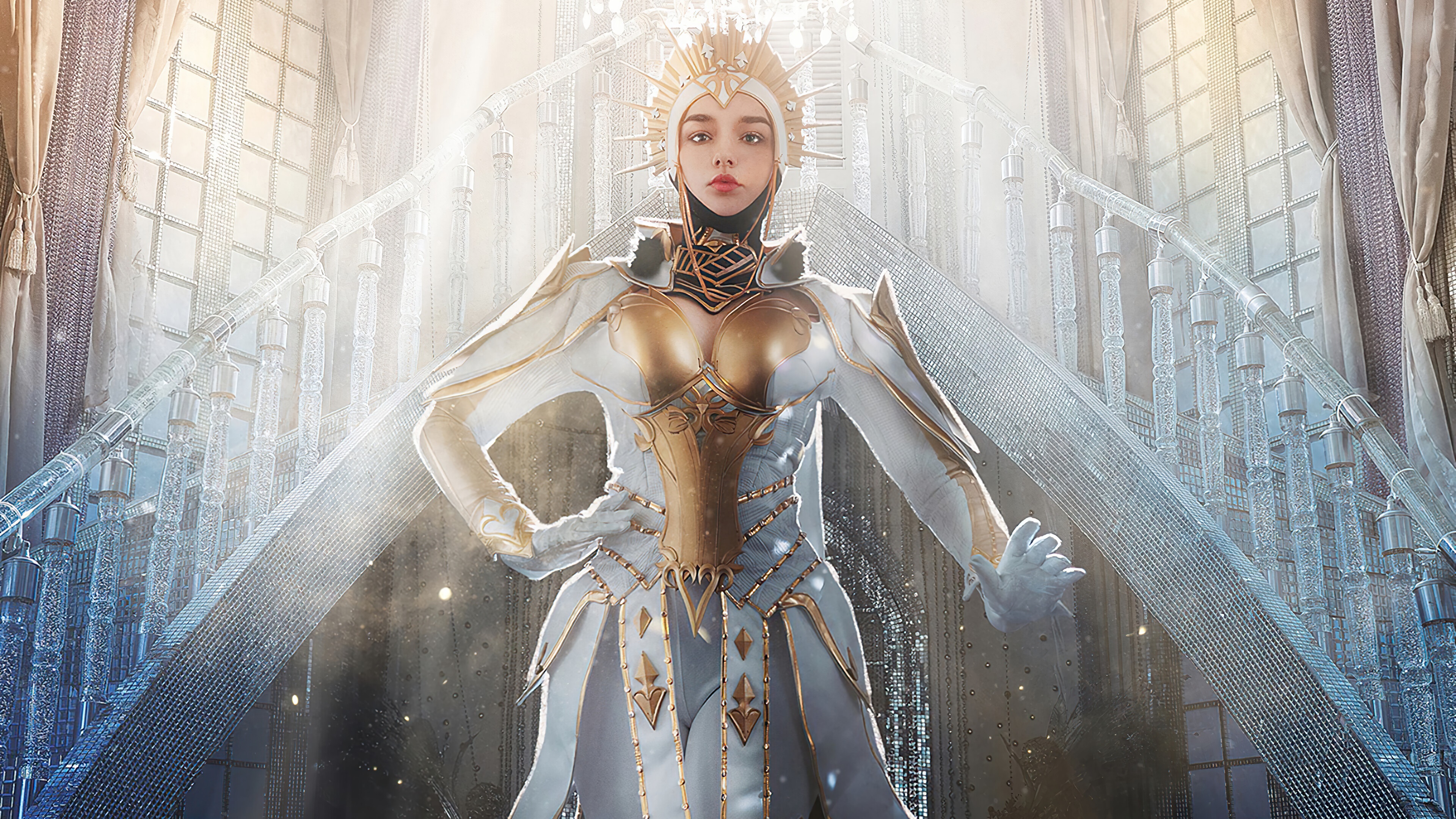 Woman in white and gold armor from PUBG HD Wallpaper