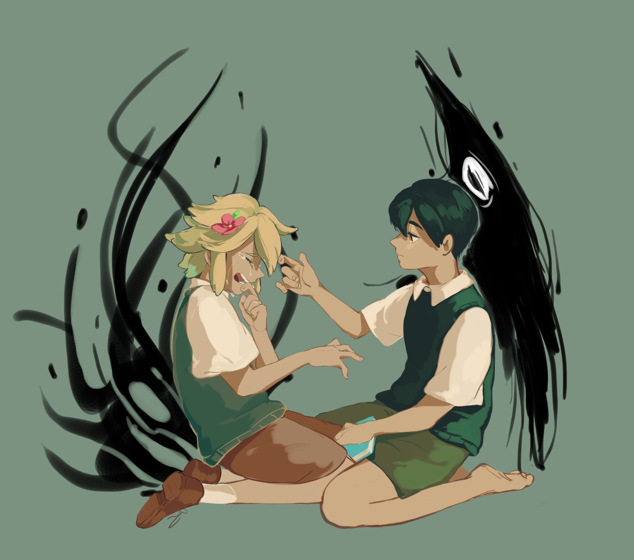 Basil and Sunny from OMORI in Gentle Scene HD Wallpaper