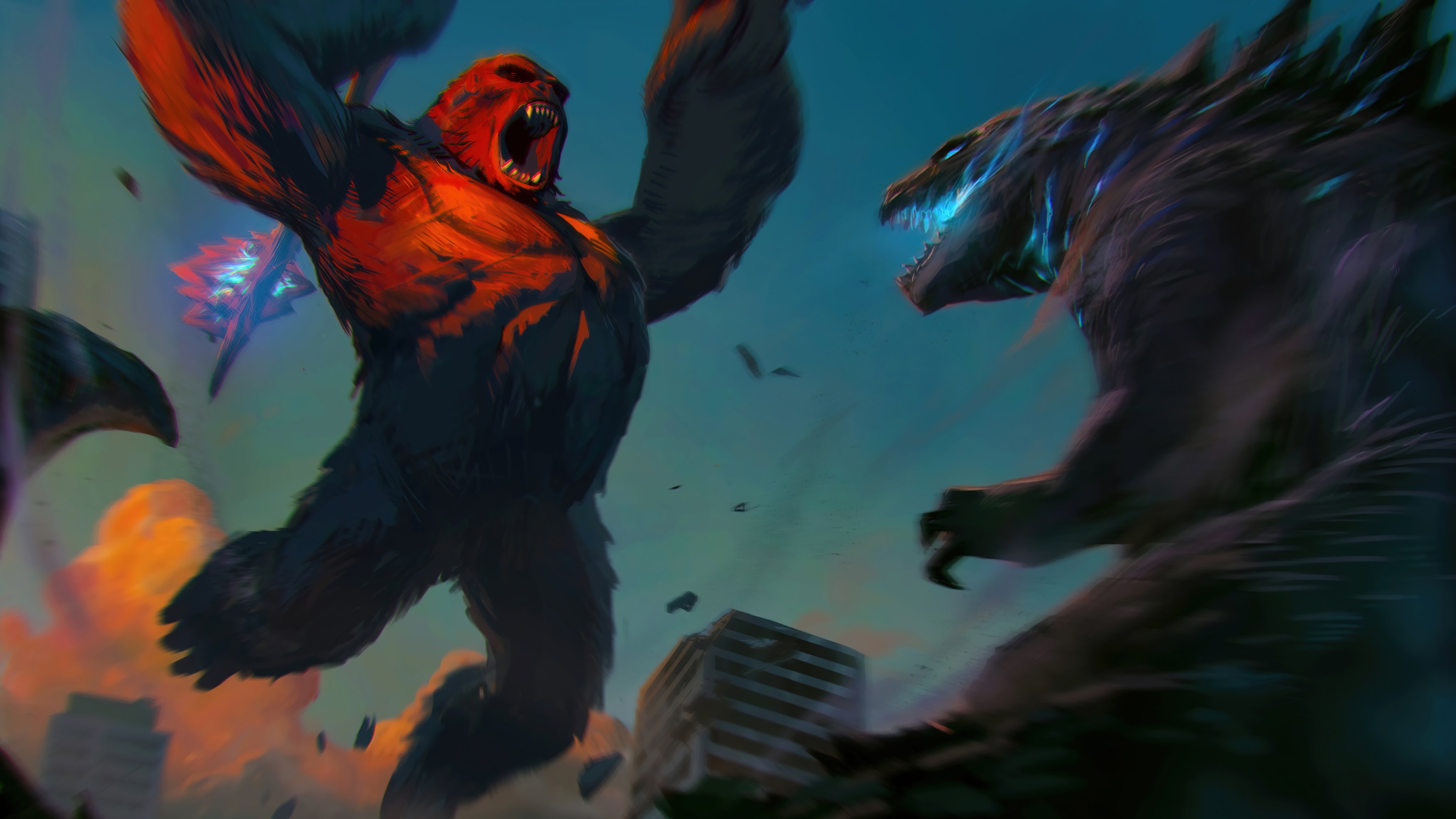 Godzilla vs. Kong 4K Art HD Wallpaper