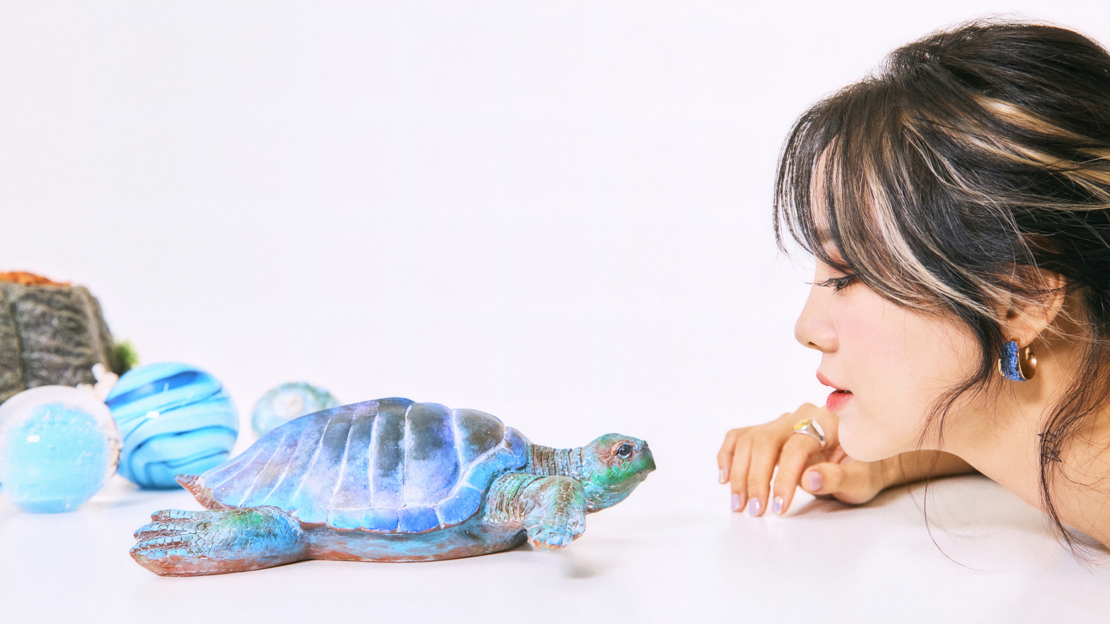 Kim Sejeong and turtle figurine HD Wallpaper