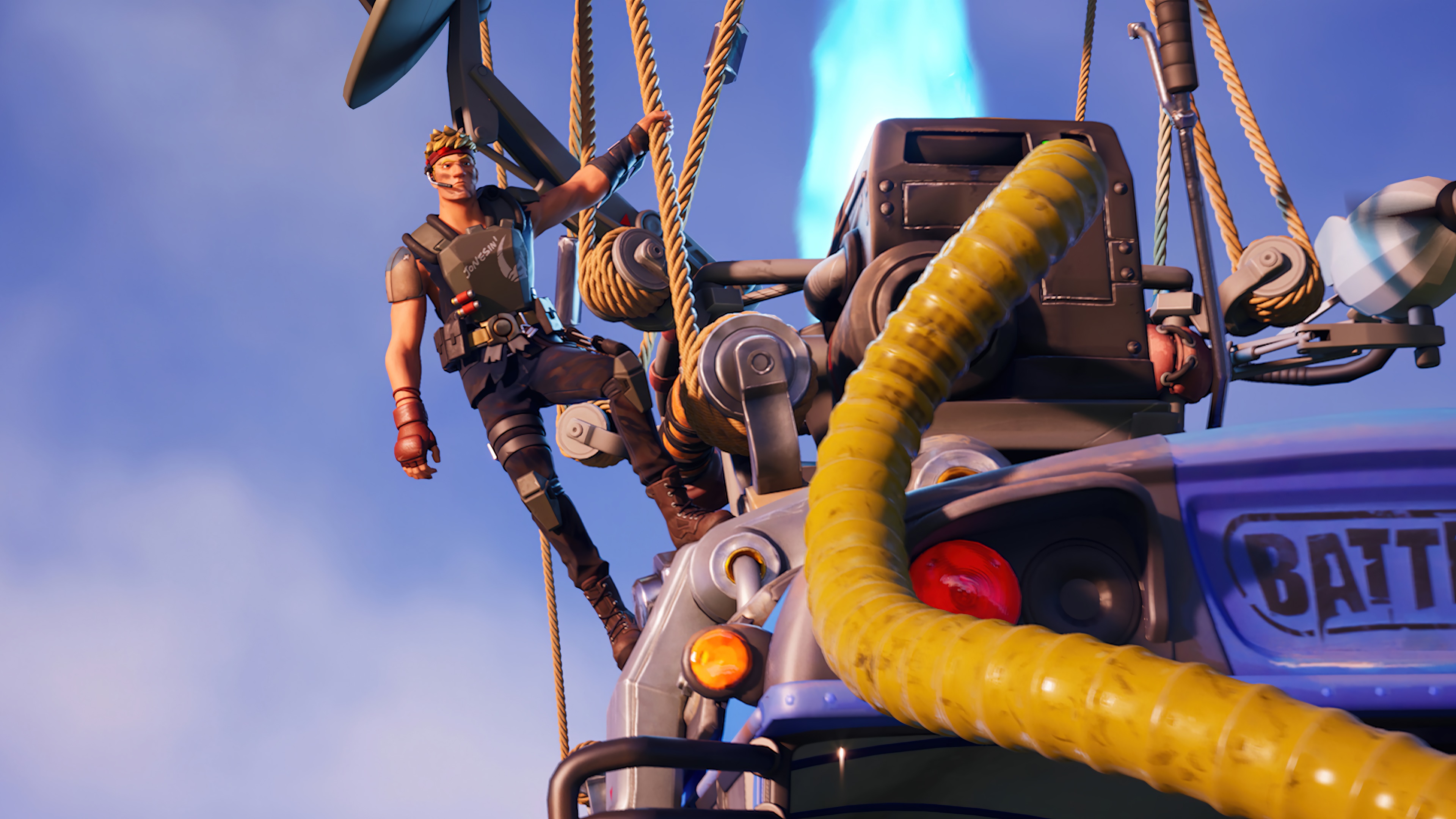 Agent Jones from Fortnite in a Battle Bus HD Wallpaper