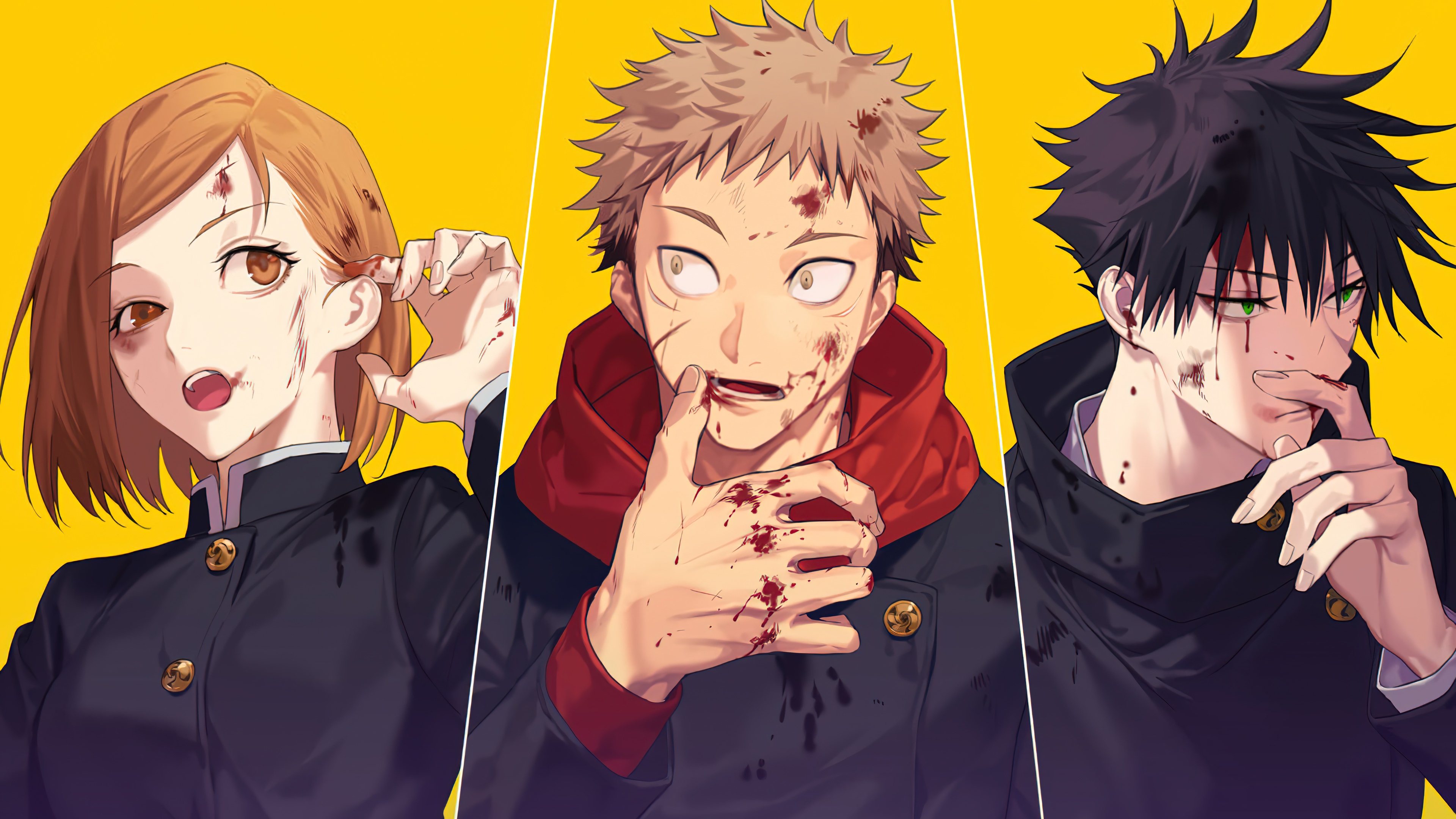 Nobara, Yuji, and Megumi from Jujutsu Kaisen HD Wallpaper
