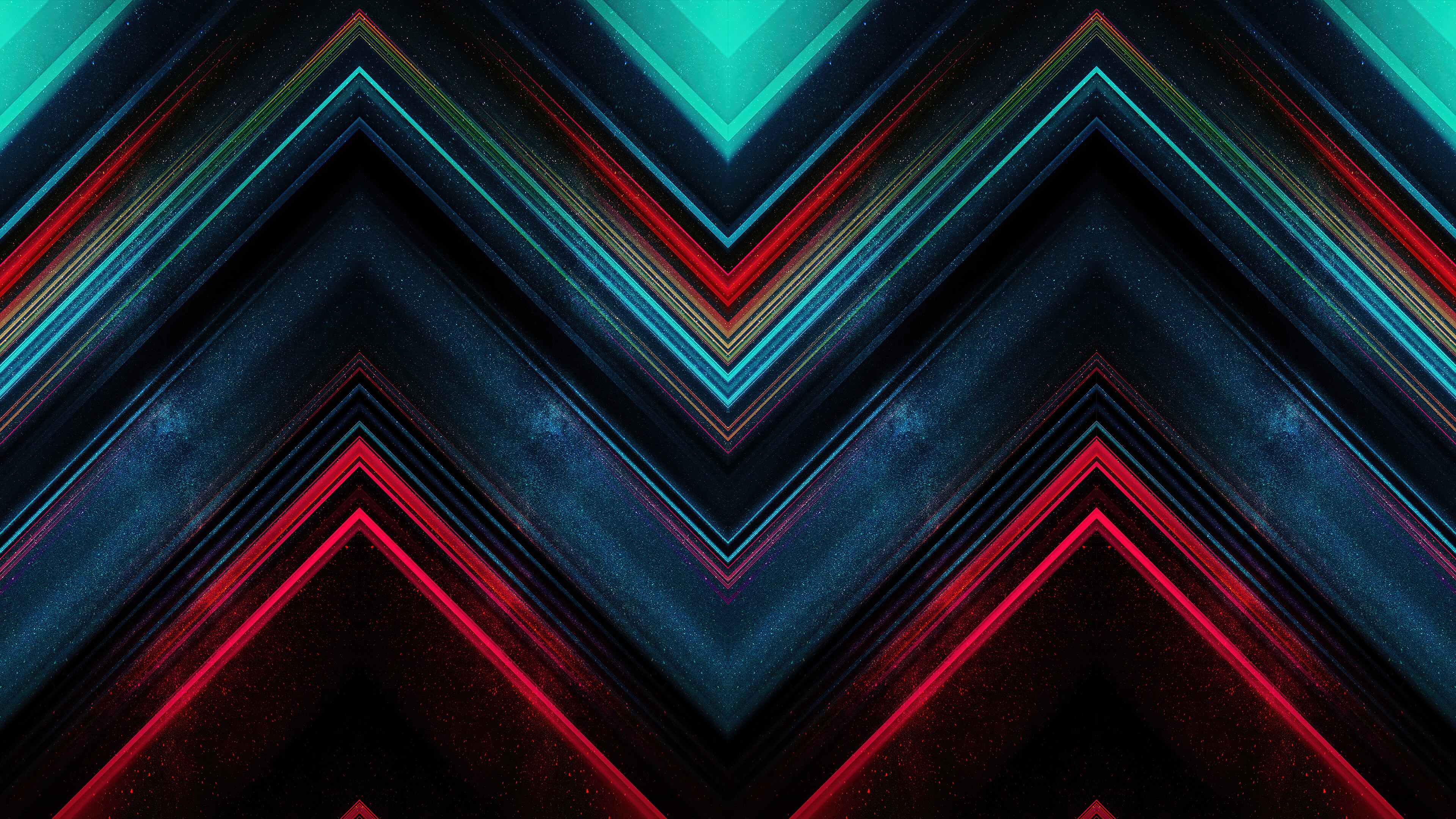 Abstract digital art with colorful chevron patterns HD Wallpaper