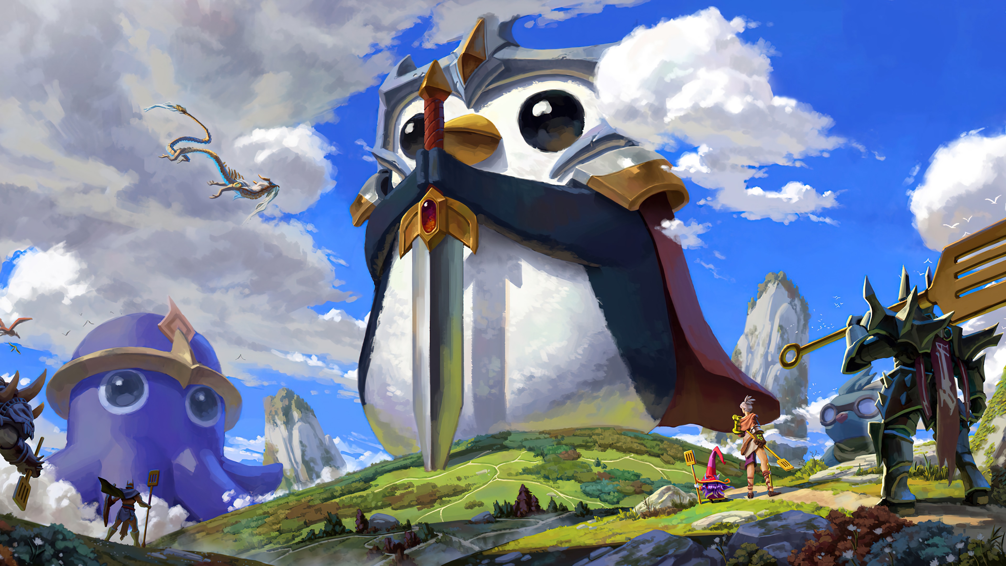 League of Legends: Giant Penguin with Sword and Friends HD Wallpaper