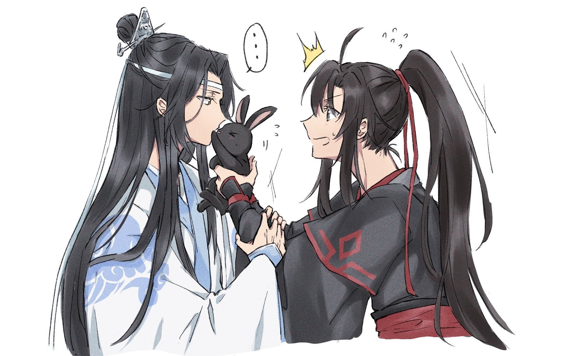 Mo Dao Zu Shi Lan Wangji and Wei Ying with rabbit HD Wallpaper