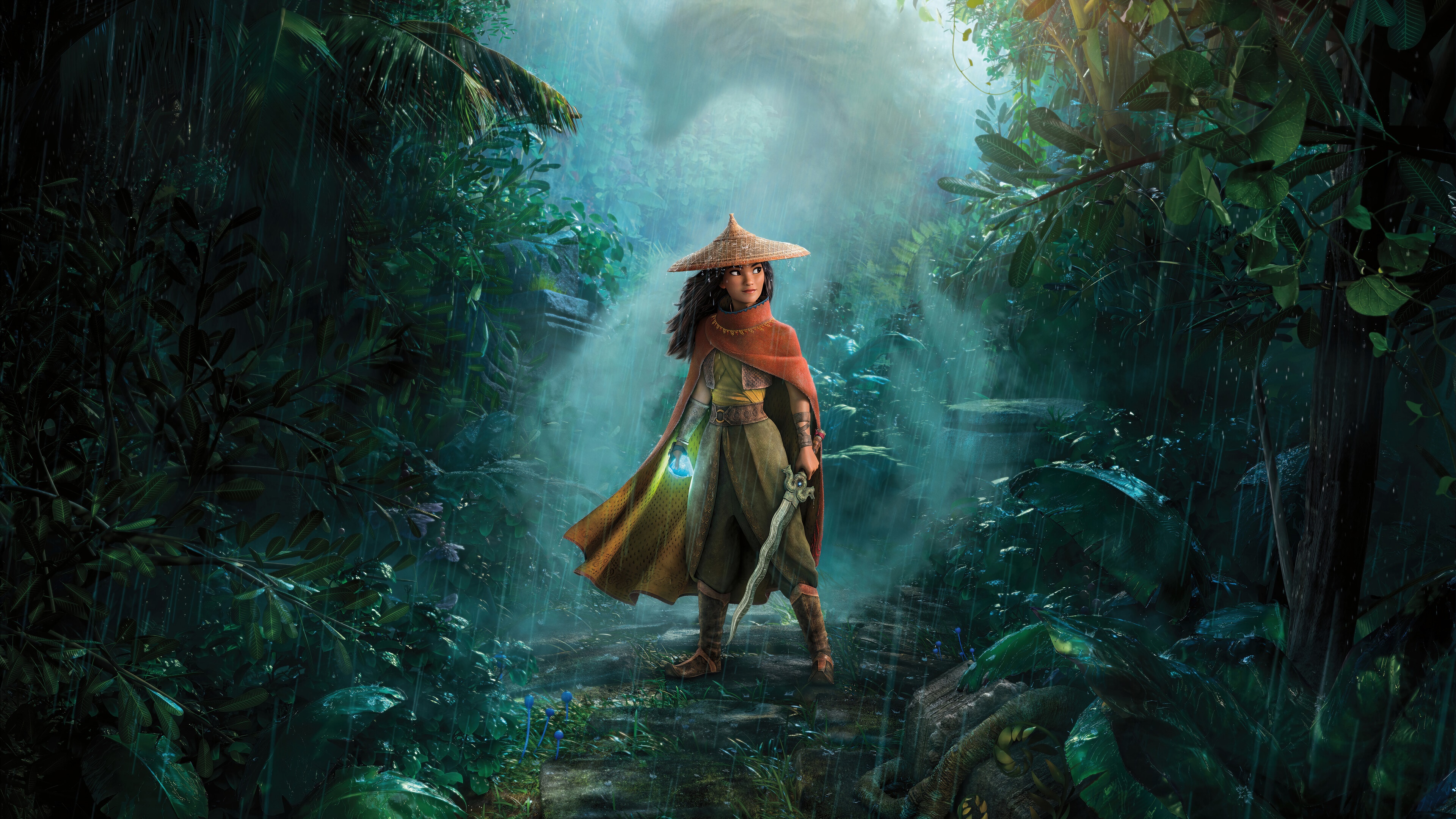 Raya from Raya and the Last Dragon in a forest HD Wallpaper