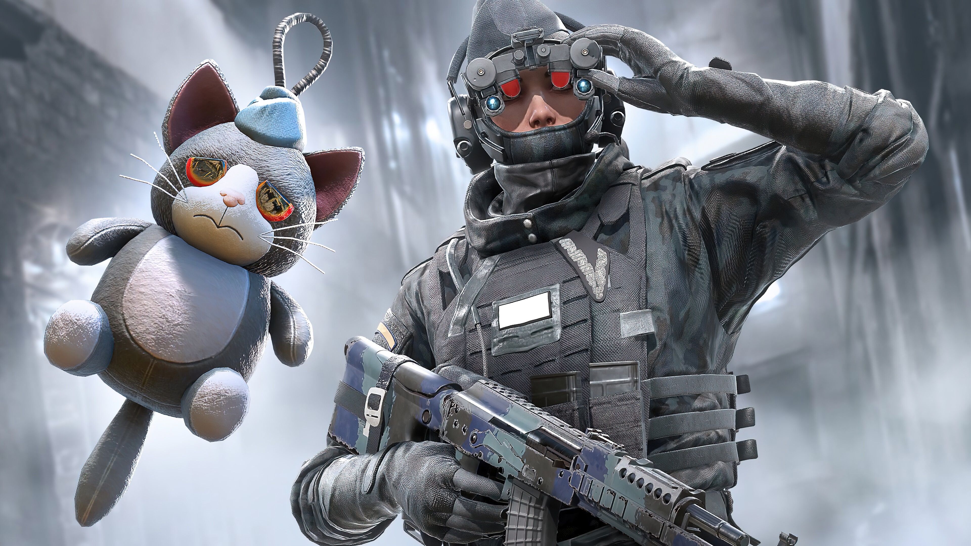 Zofia from Rainbow Six Siege with a plush toy HD Wallpaper