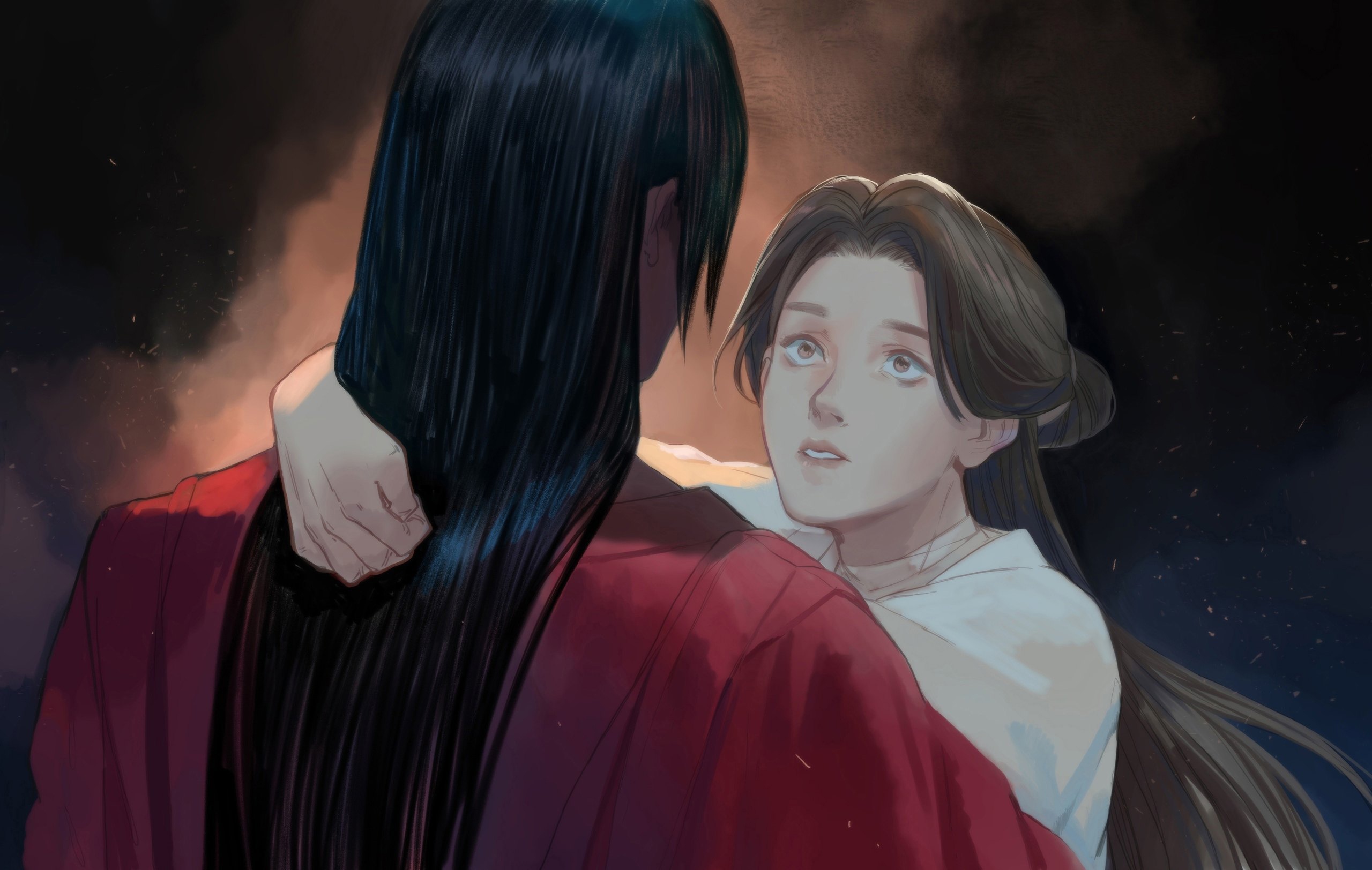 Xie Lian and Hua Cheng embrace HD Wallpaper