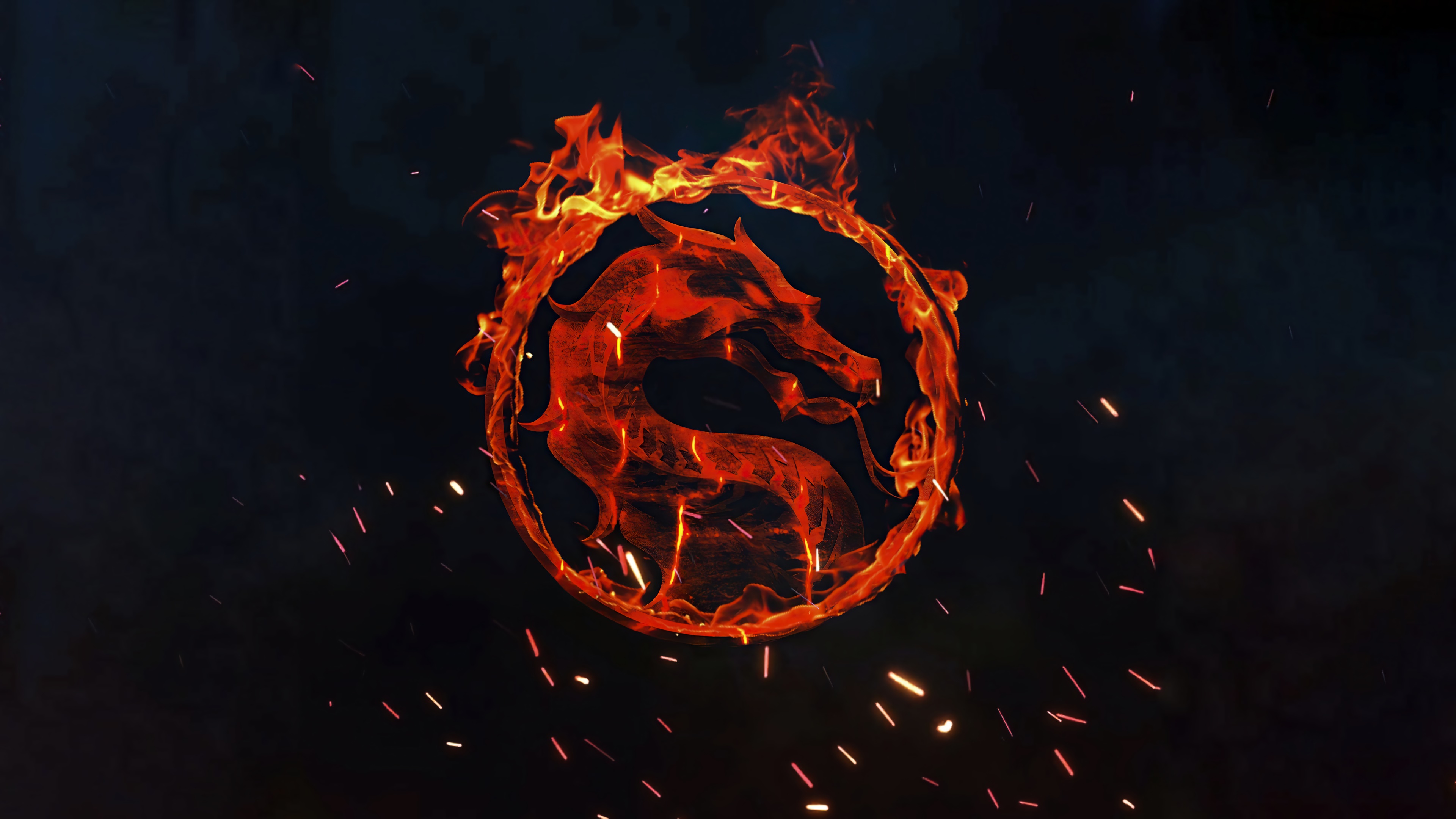 Mortal Kombat flaming dragon logo 4K HD Wallpaper