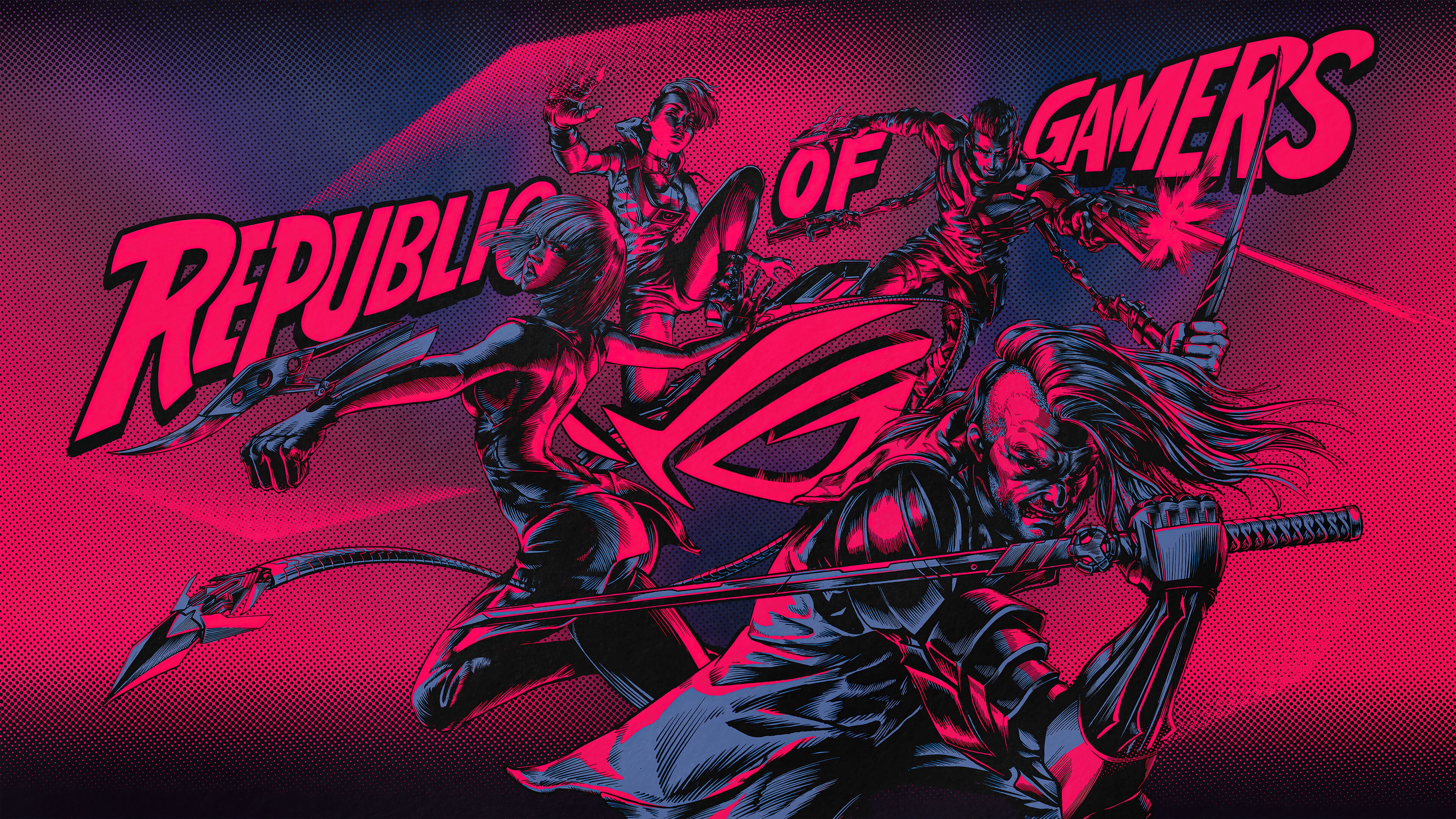 Republic of Gamers Cyberpunk Style Artwork 4K HD Wallpaper