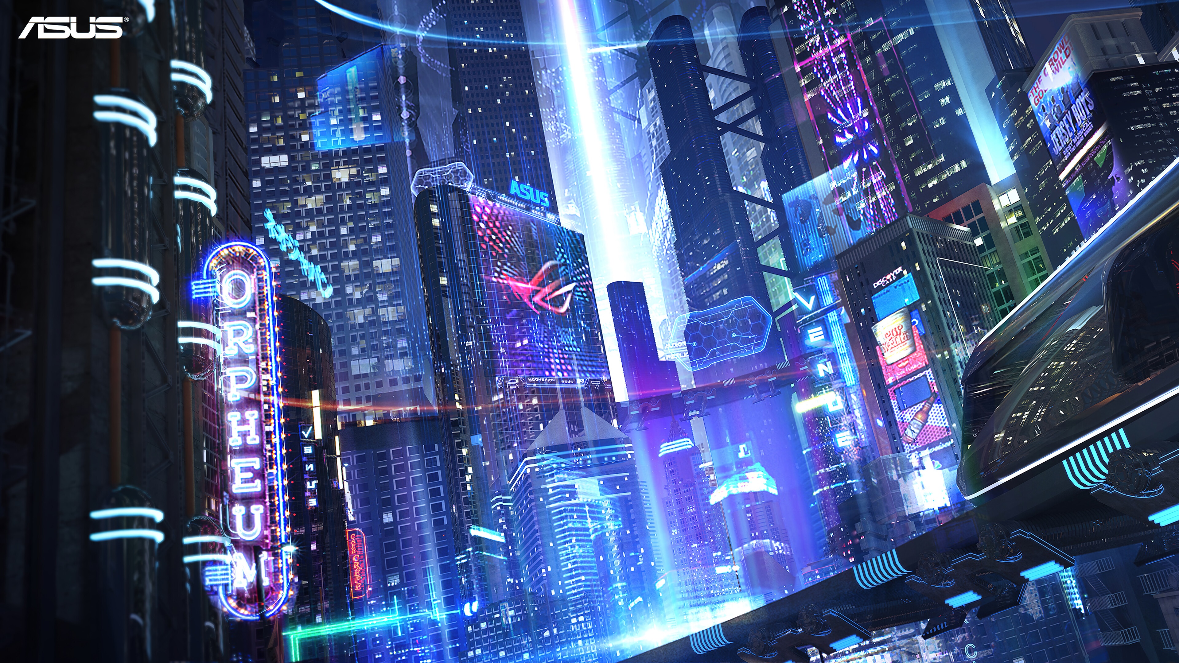 ASUS ROG Sci-Fi Cyberpunk City 4K HD Wallpaper