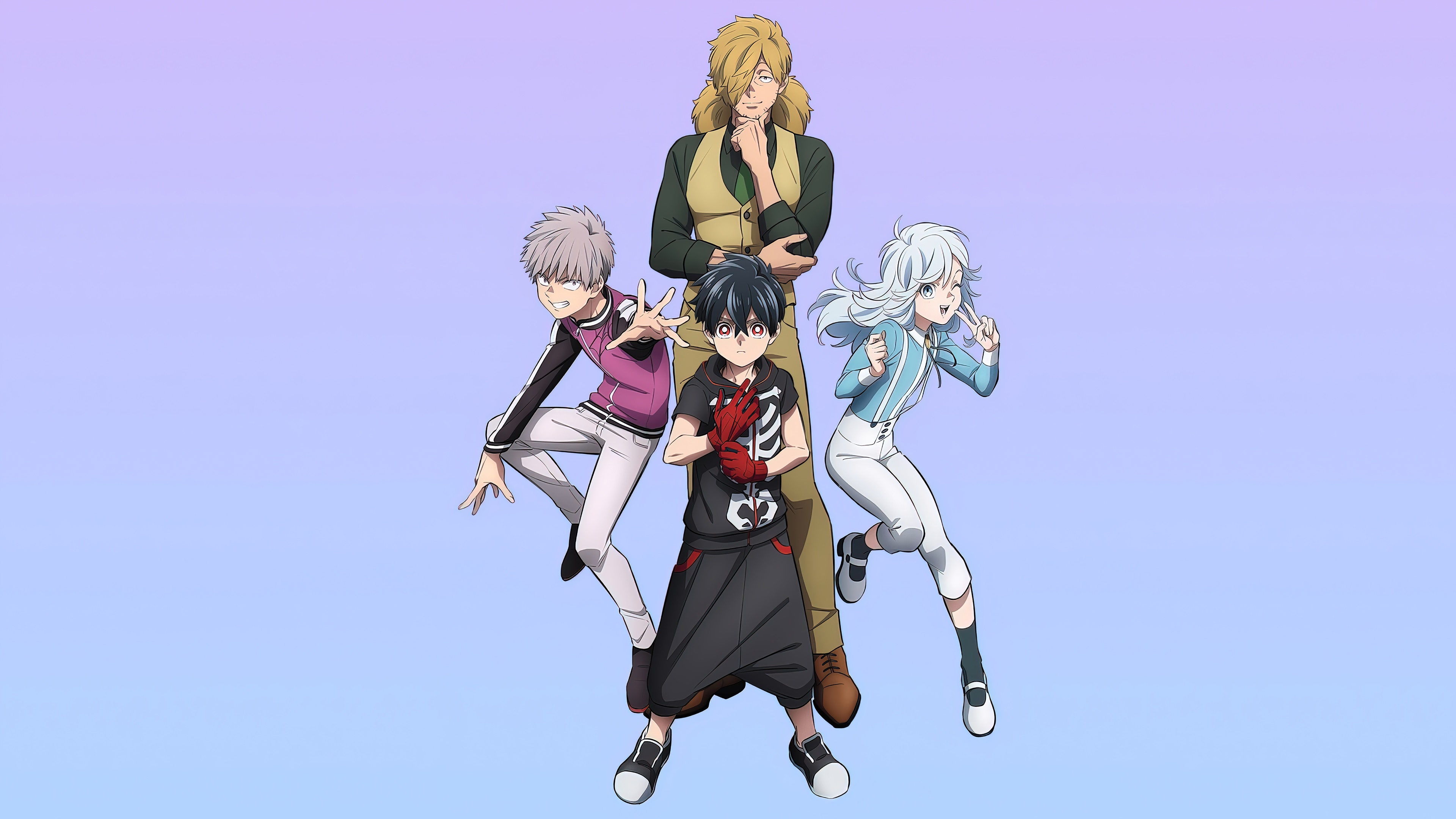 Kemono Jihen characters Kabane, Kohachi, Shiki, and Akira HD Wallpaper
