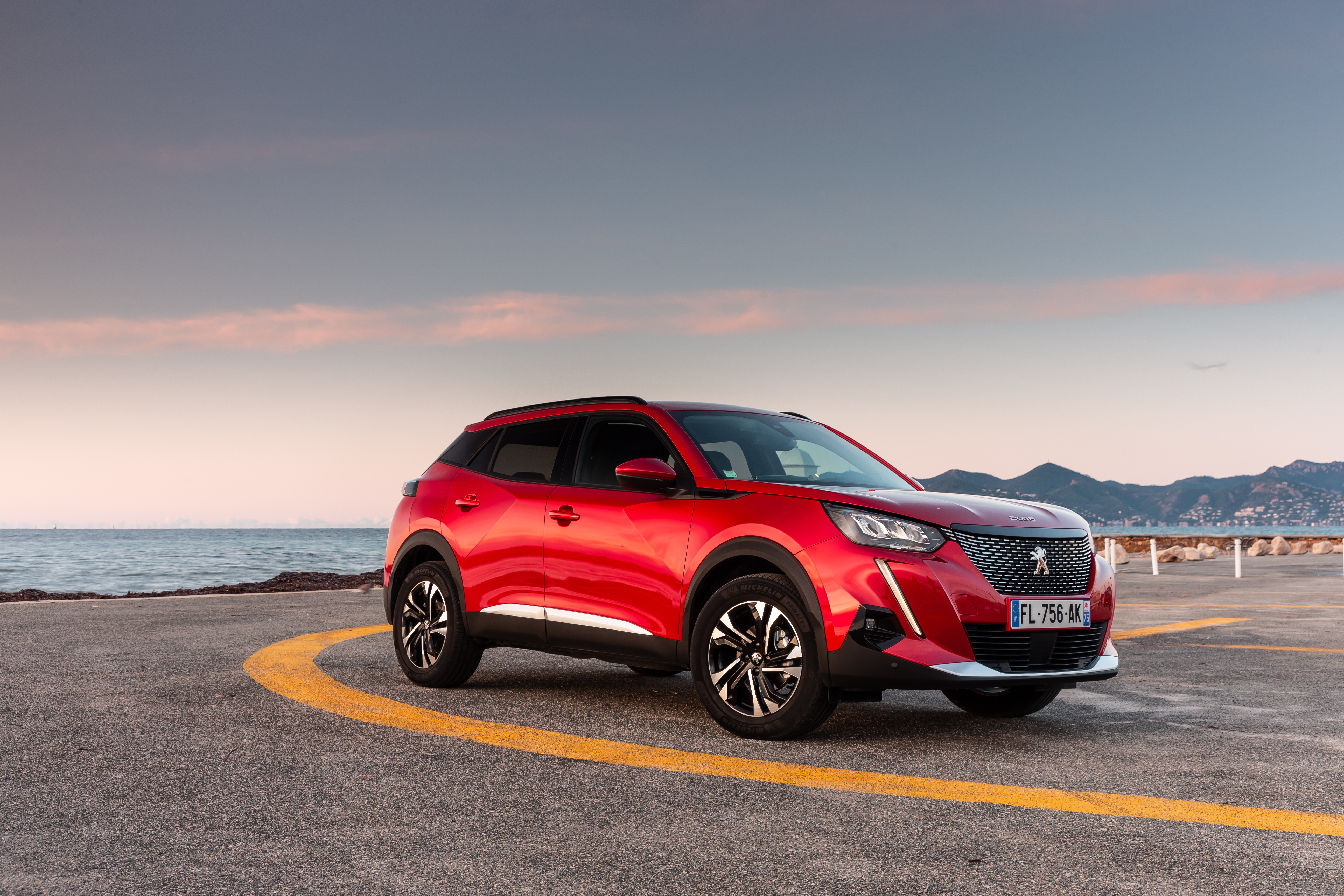 Red Peugeot 2008 SUV by the Sea HD Wallpaper