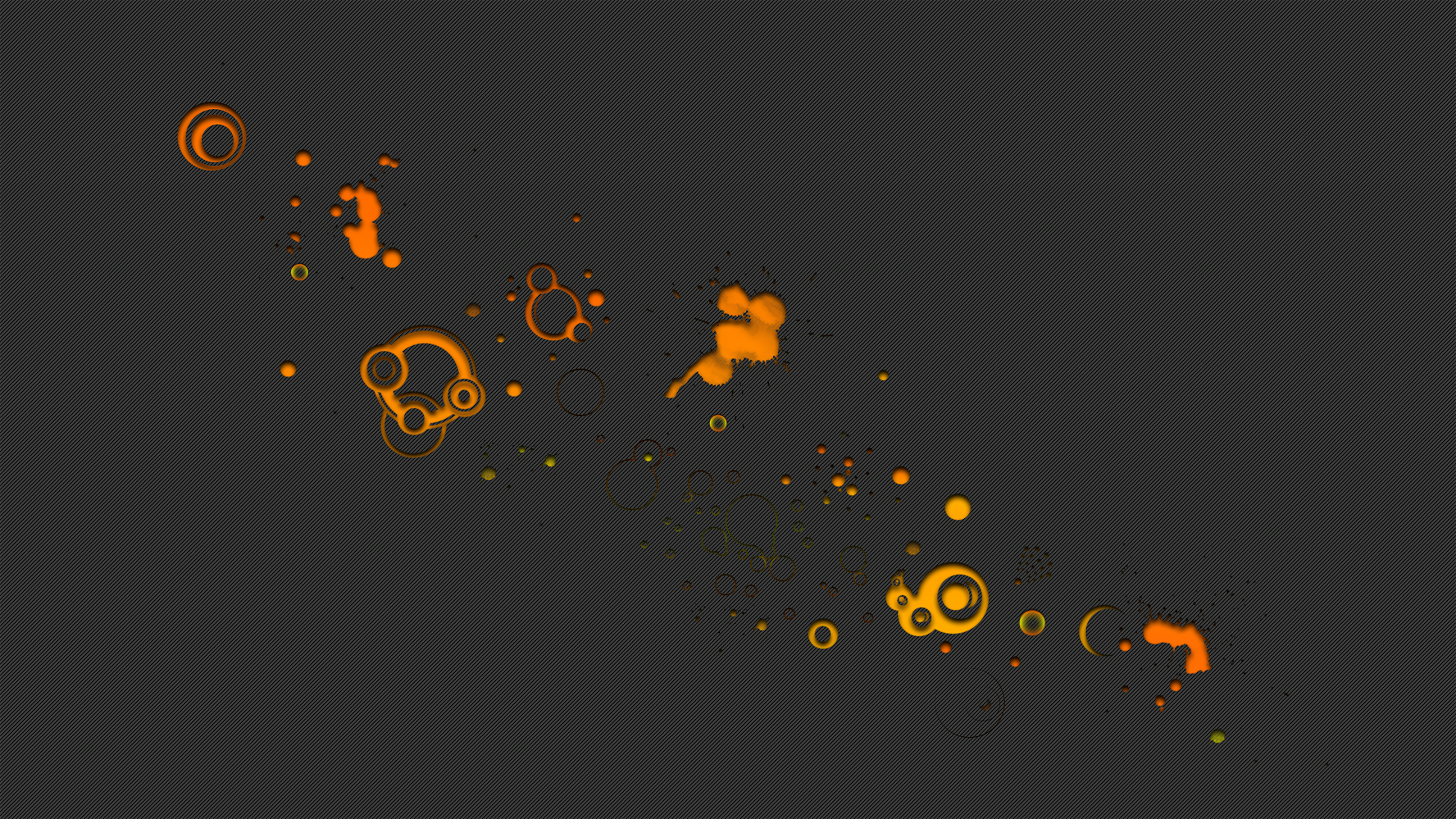 Orange abstract shapes and splatters on dark background HD Wallpaper