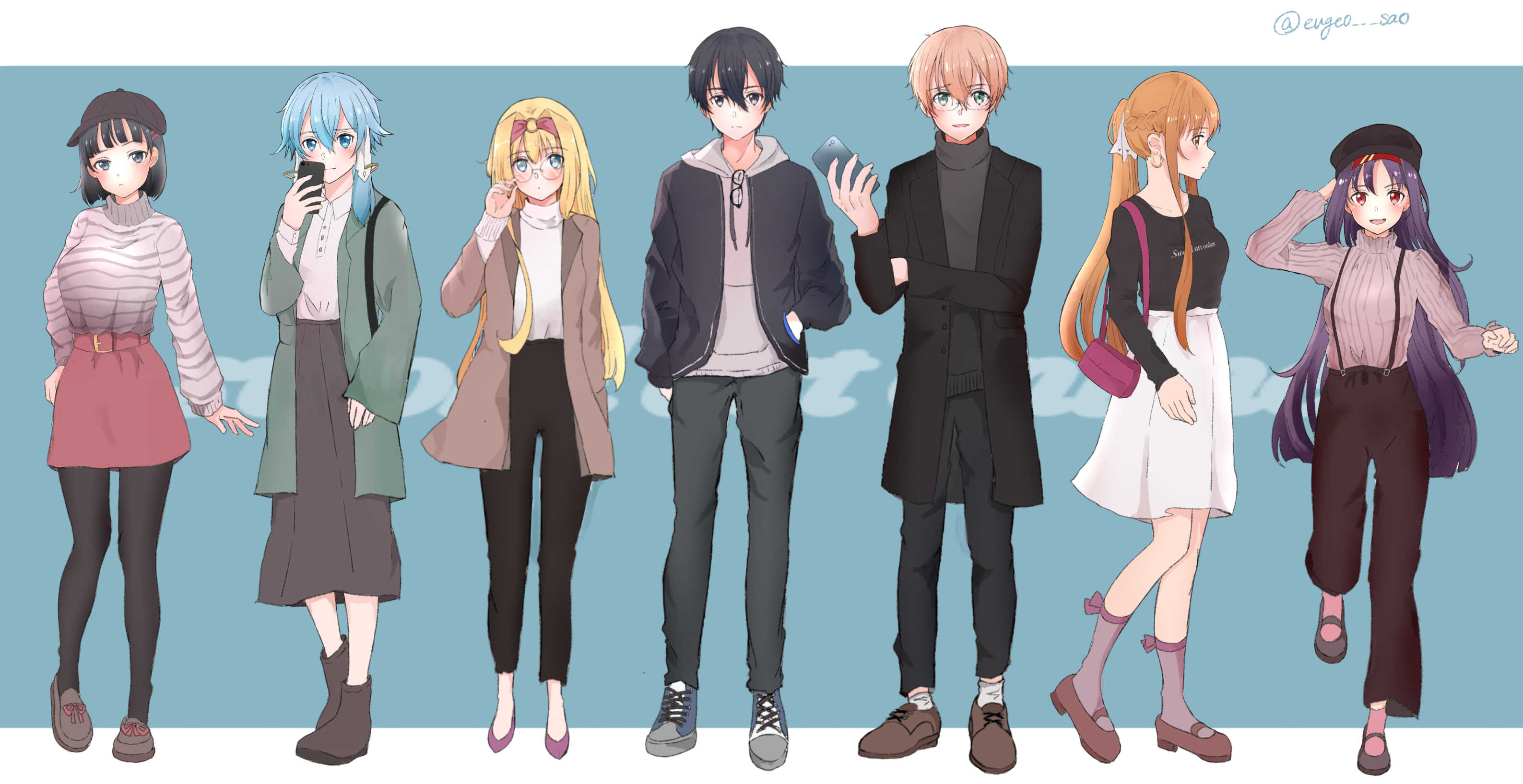 Sword Art Online characters in modern outfits HD Wallpaper
