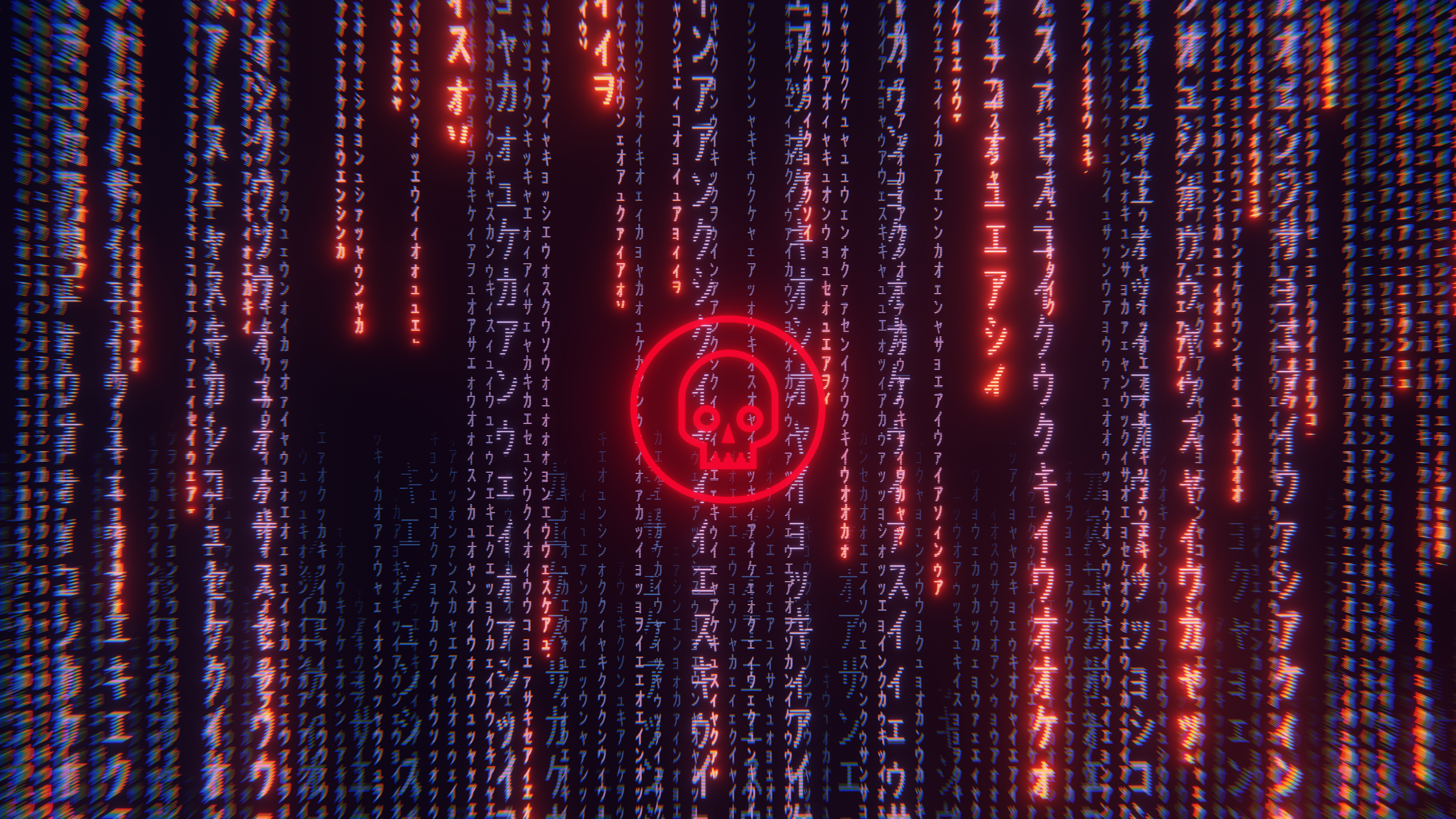 Matrix code with skull symbol HD Wallpaper