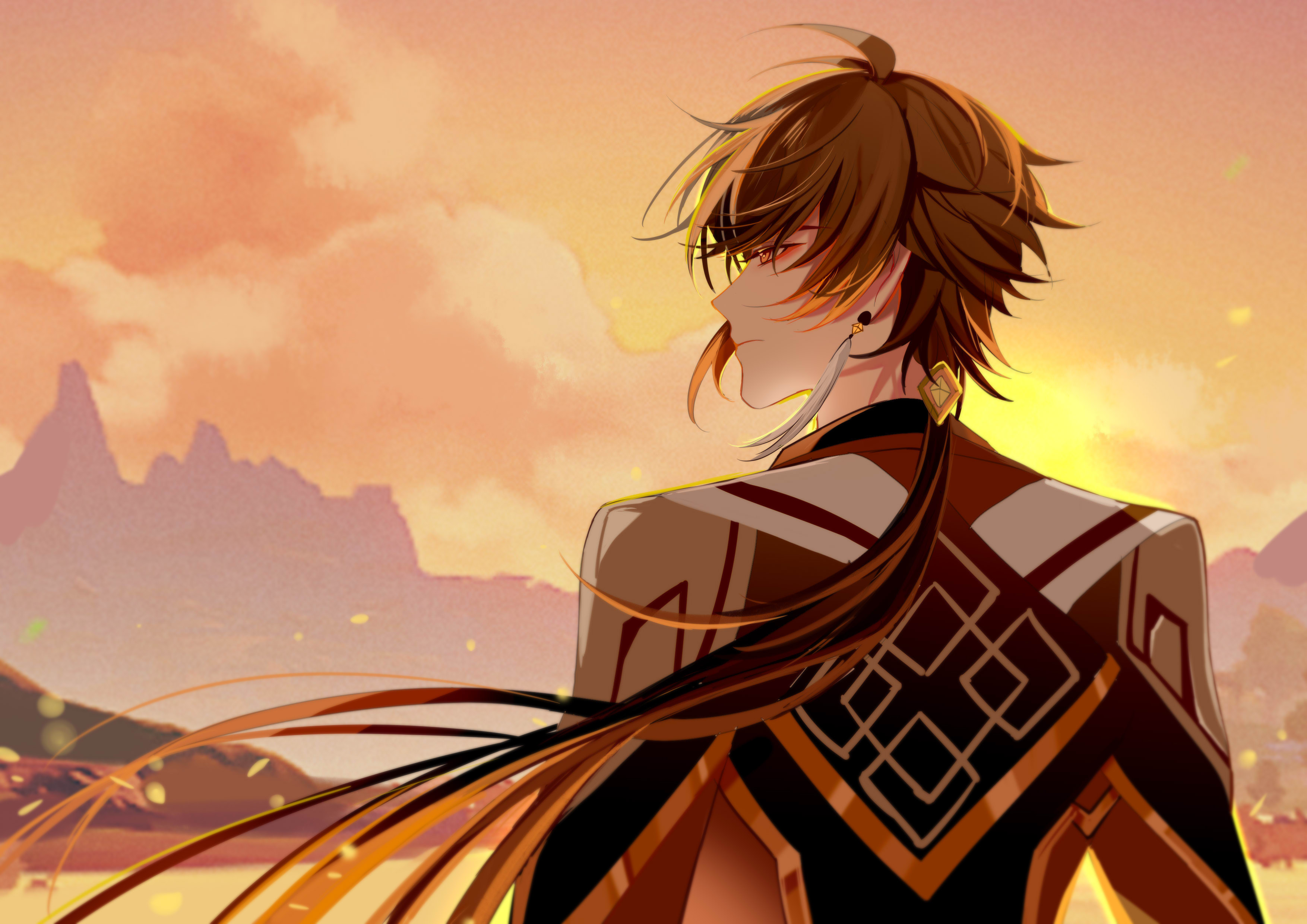 Zhongli Genshin Impact sunset HD Wallpaper