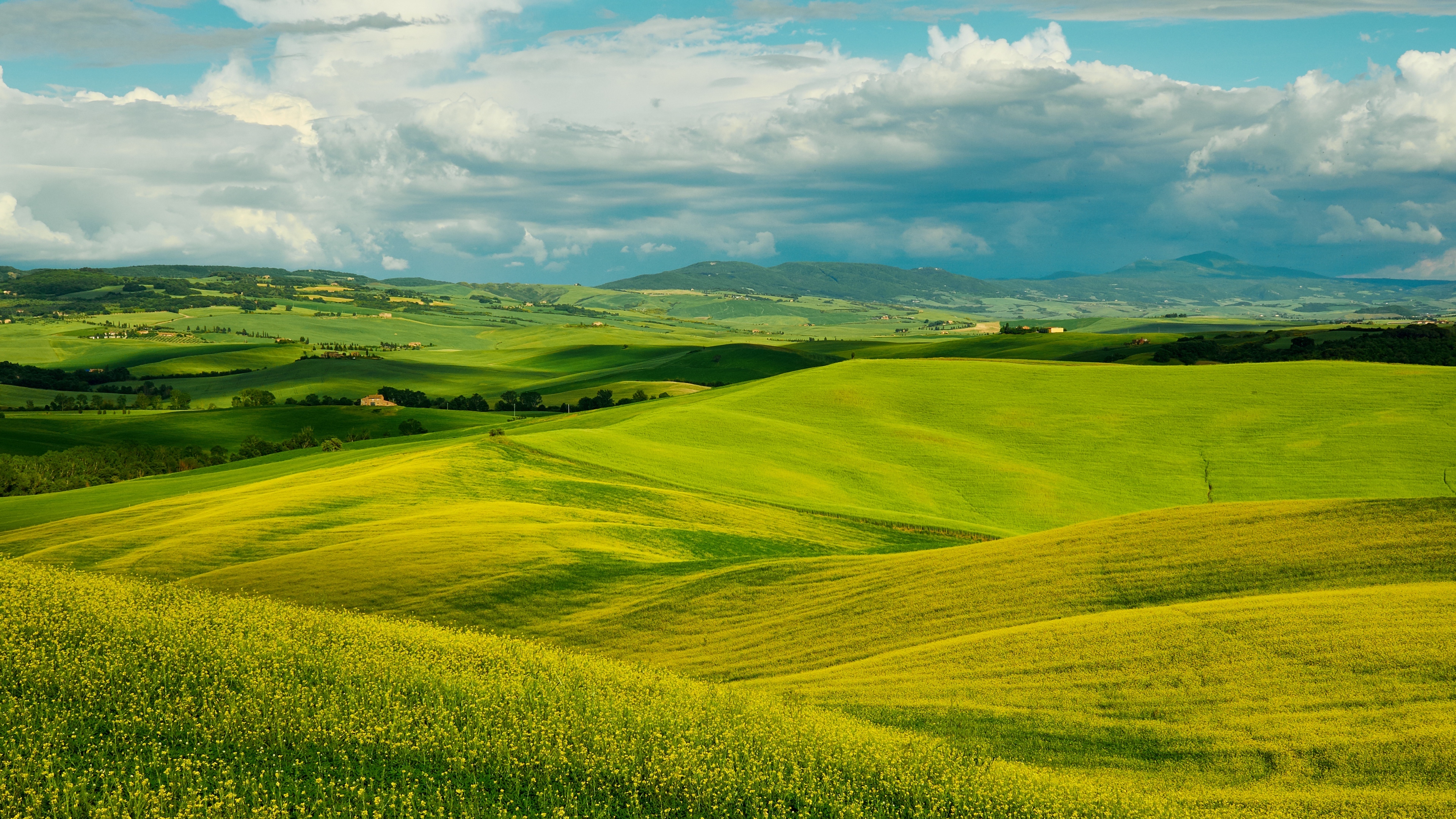 Tuscan Rolling Hills Landscape HD Wallpaper