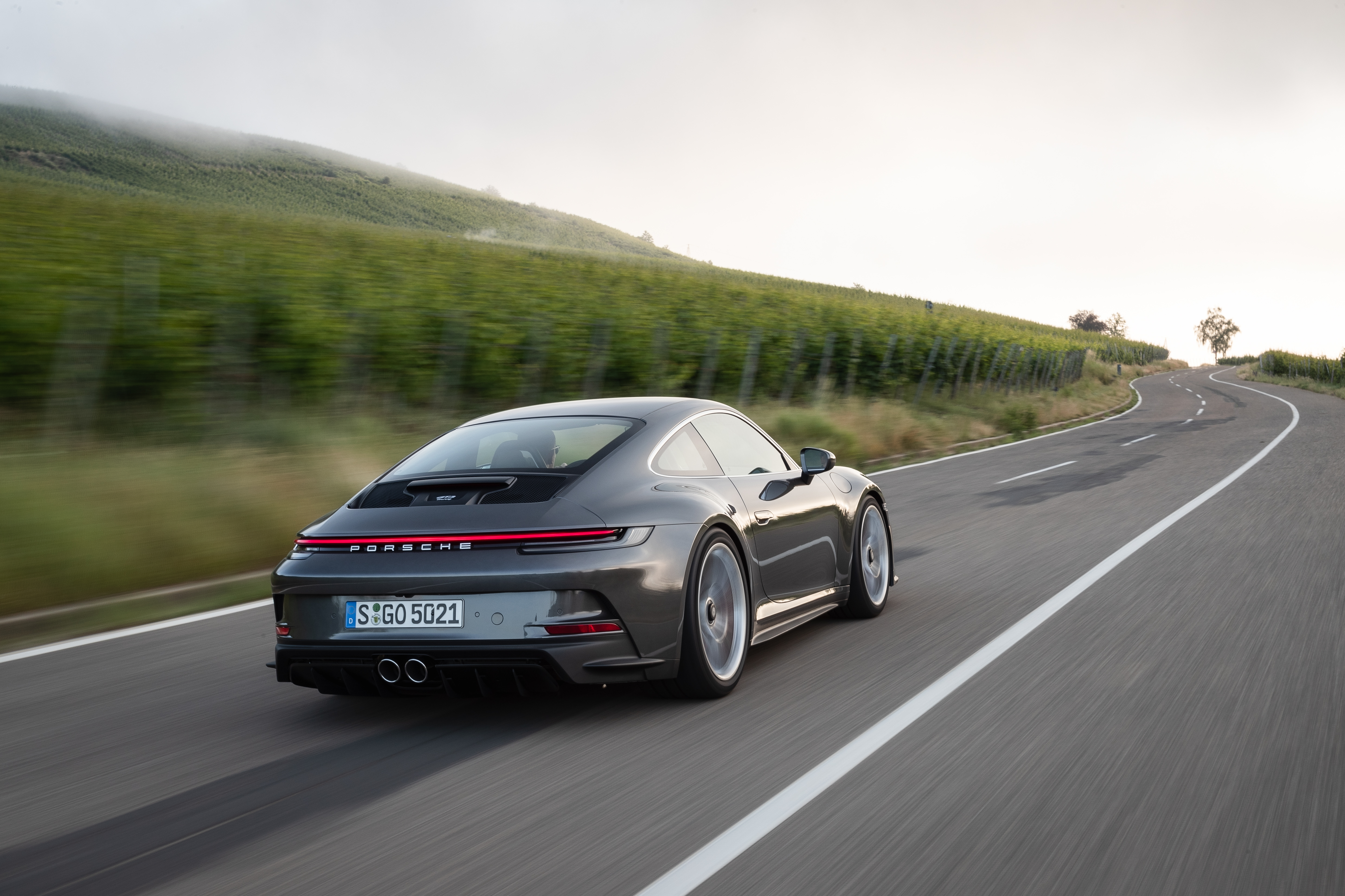 2021 Porsche 911 GT3 Touring on a winding road HD Wallpaper