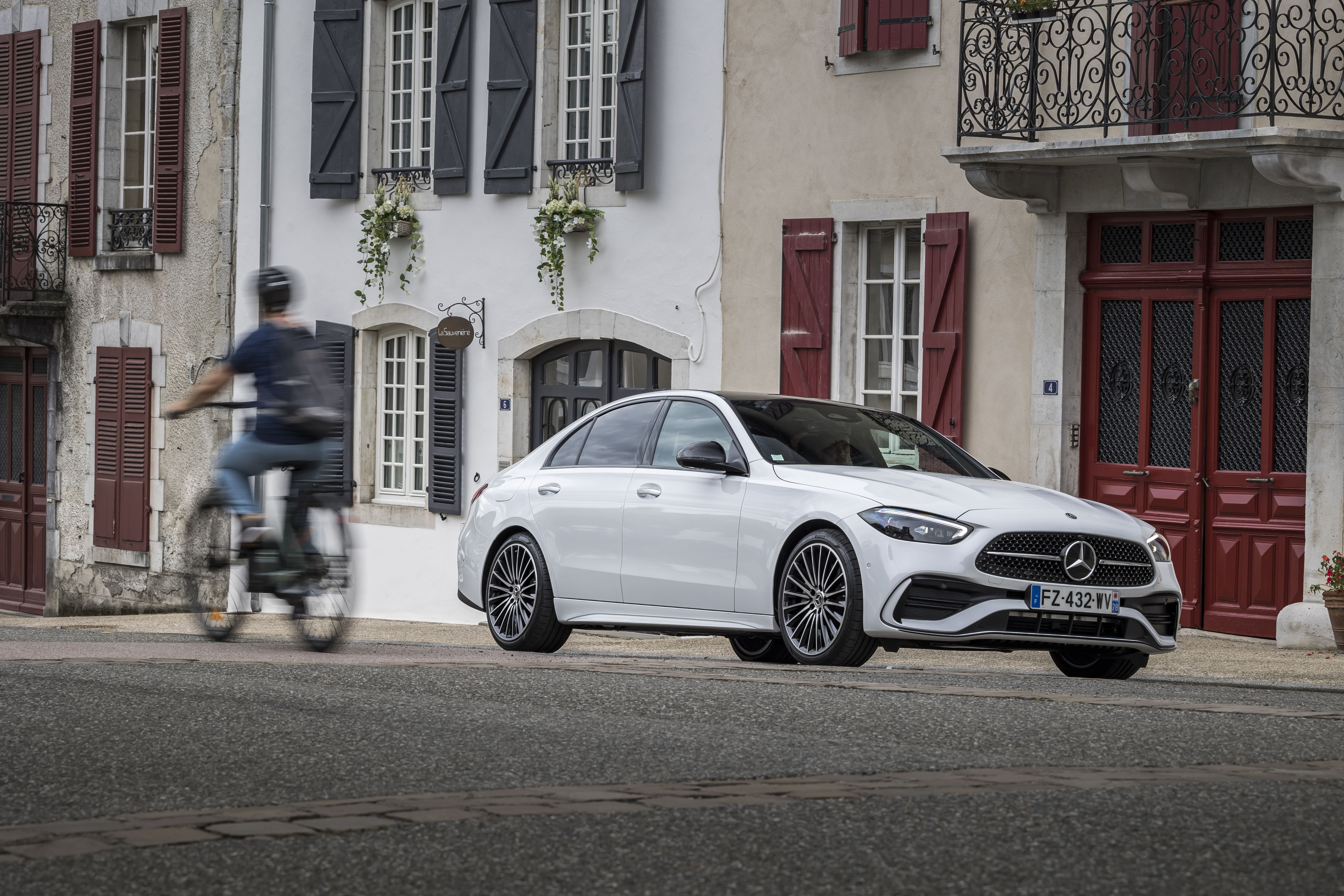 White Mercedes-Benz C 220 d AMG Line HD Wallpaper
