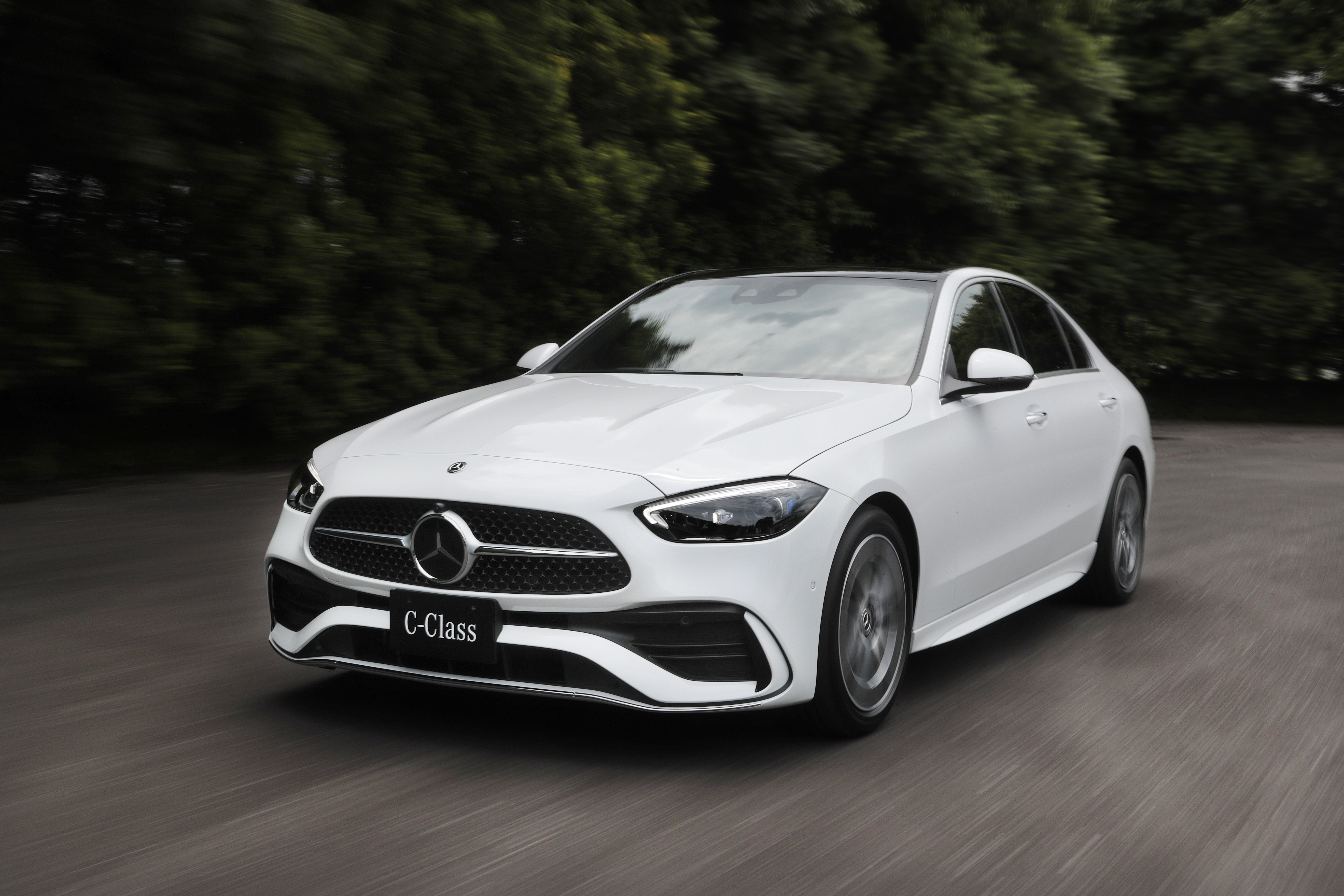 White Mercedes-Benz C-Class Sedan HD Wallpaper