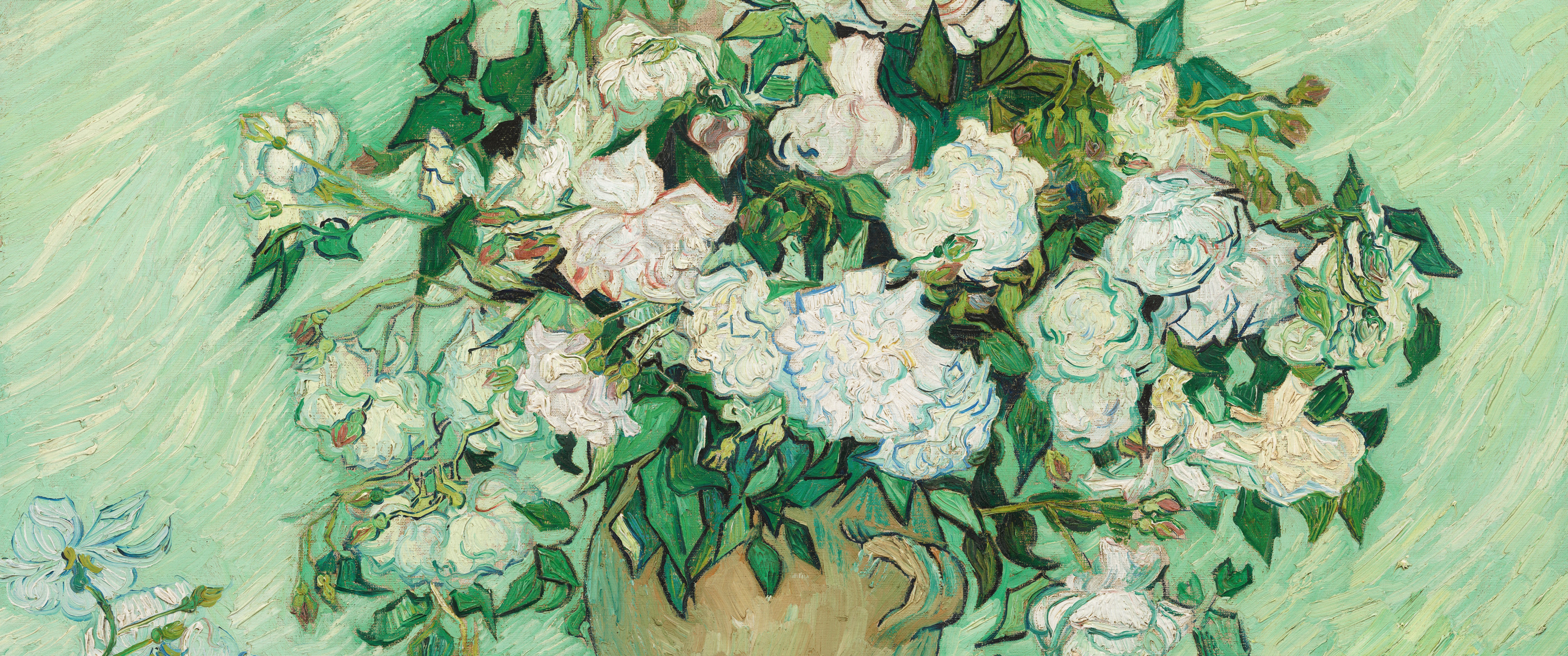 Vase with White Roses by Vincent van Gogh HD Wallpaper