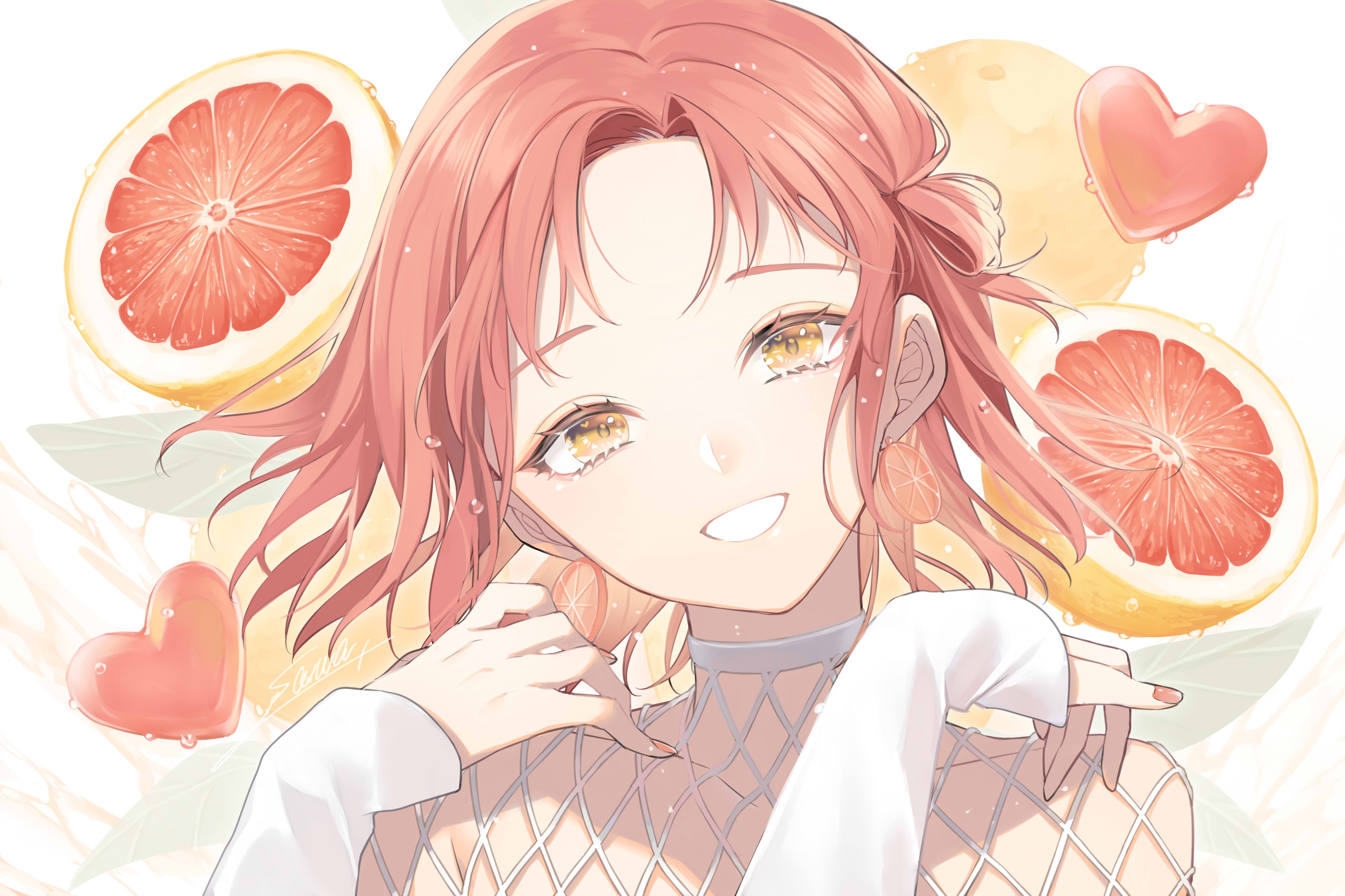 Anime girl with grapefruits by Sogawa HD Wallpaper