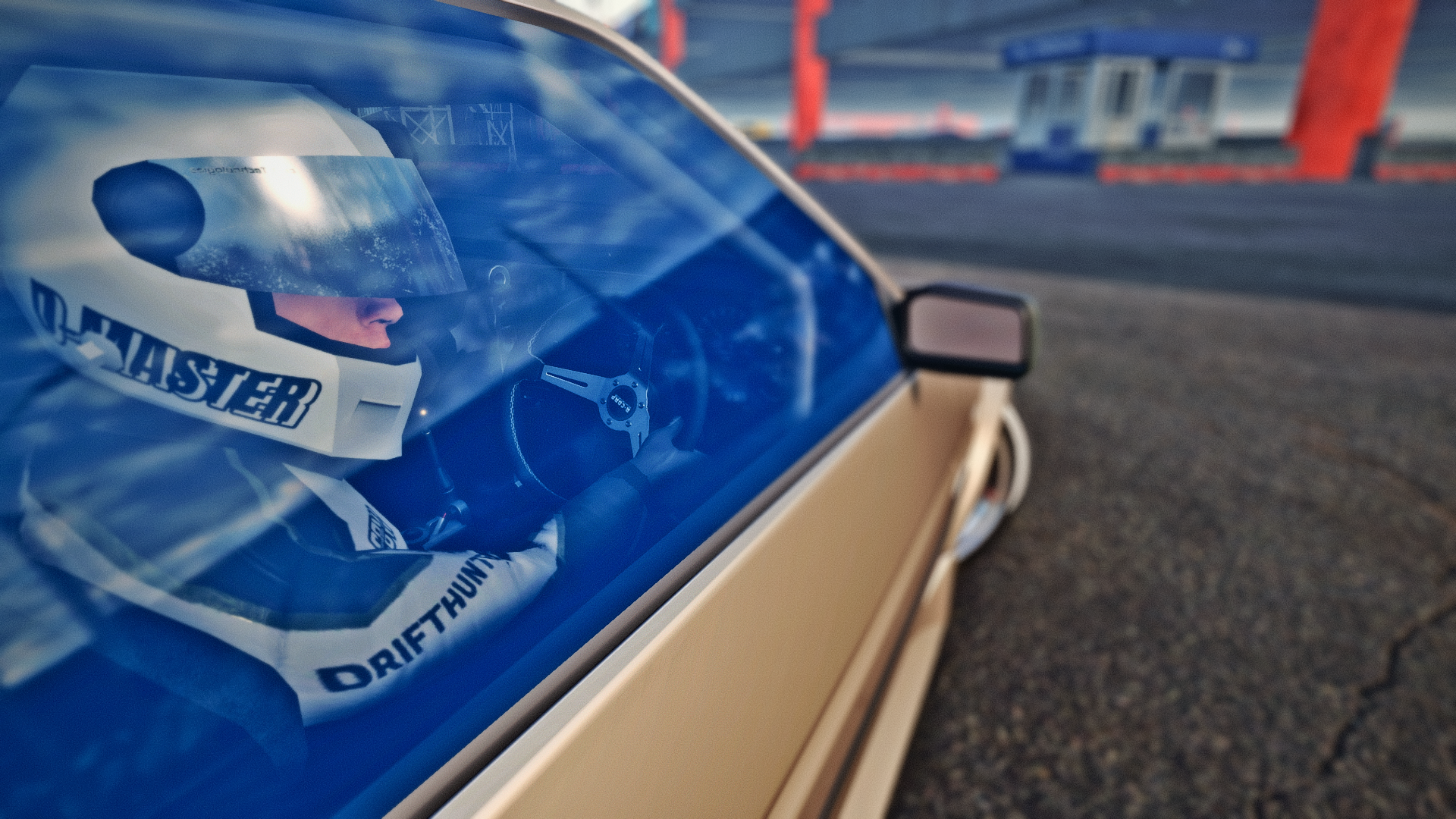 Driver in helmet in CarX Drift Racing Online HD Wallpaper