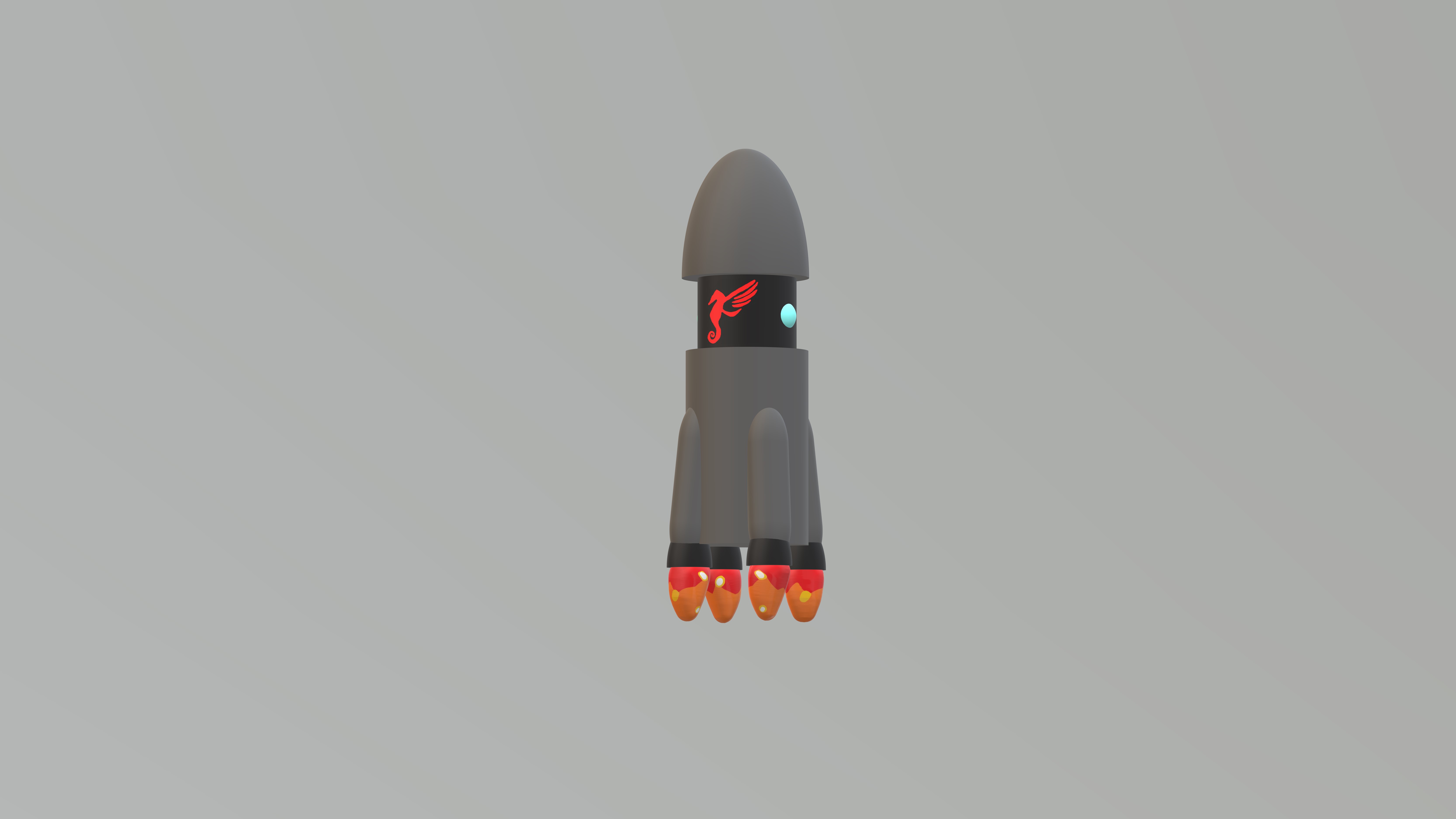 3D gray rocket with red seahorse logo HD Wallpaper