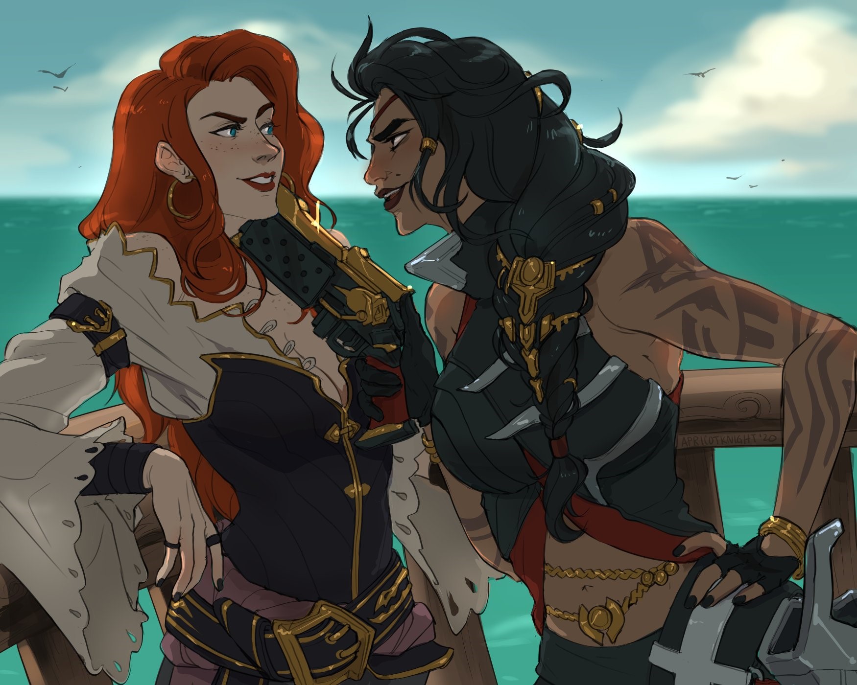 Miss Fortune and Samira from League of Legends on a ship HD Wallpaper