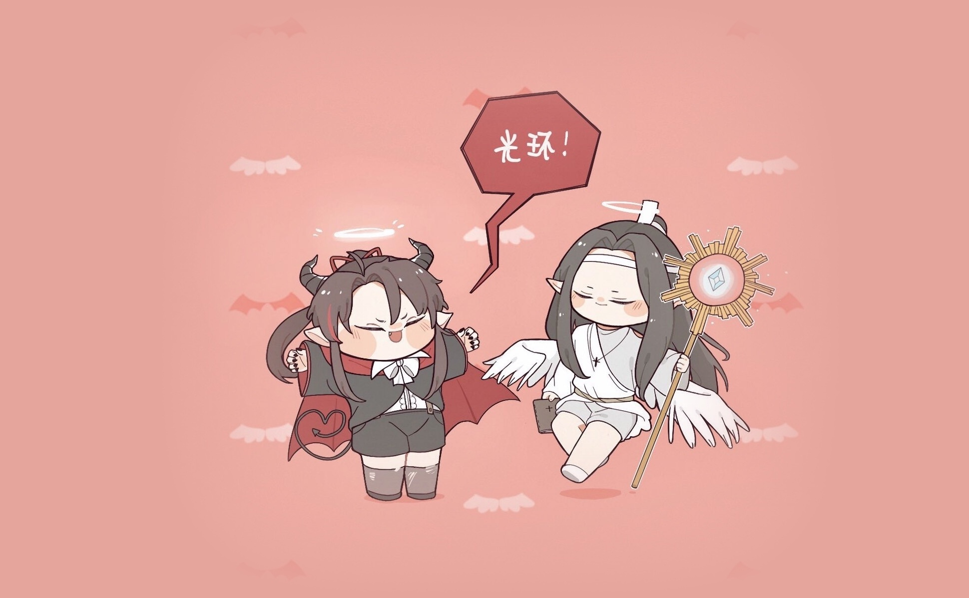 Mo Dao Zu Shi: Wei Wuxian and Lan Wangji as Demon and Angel HD Wallpaper
