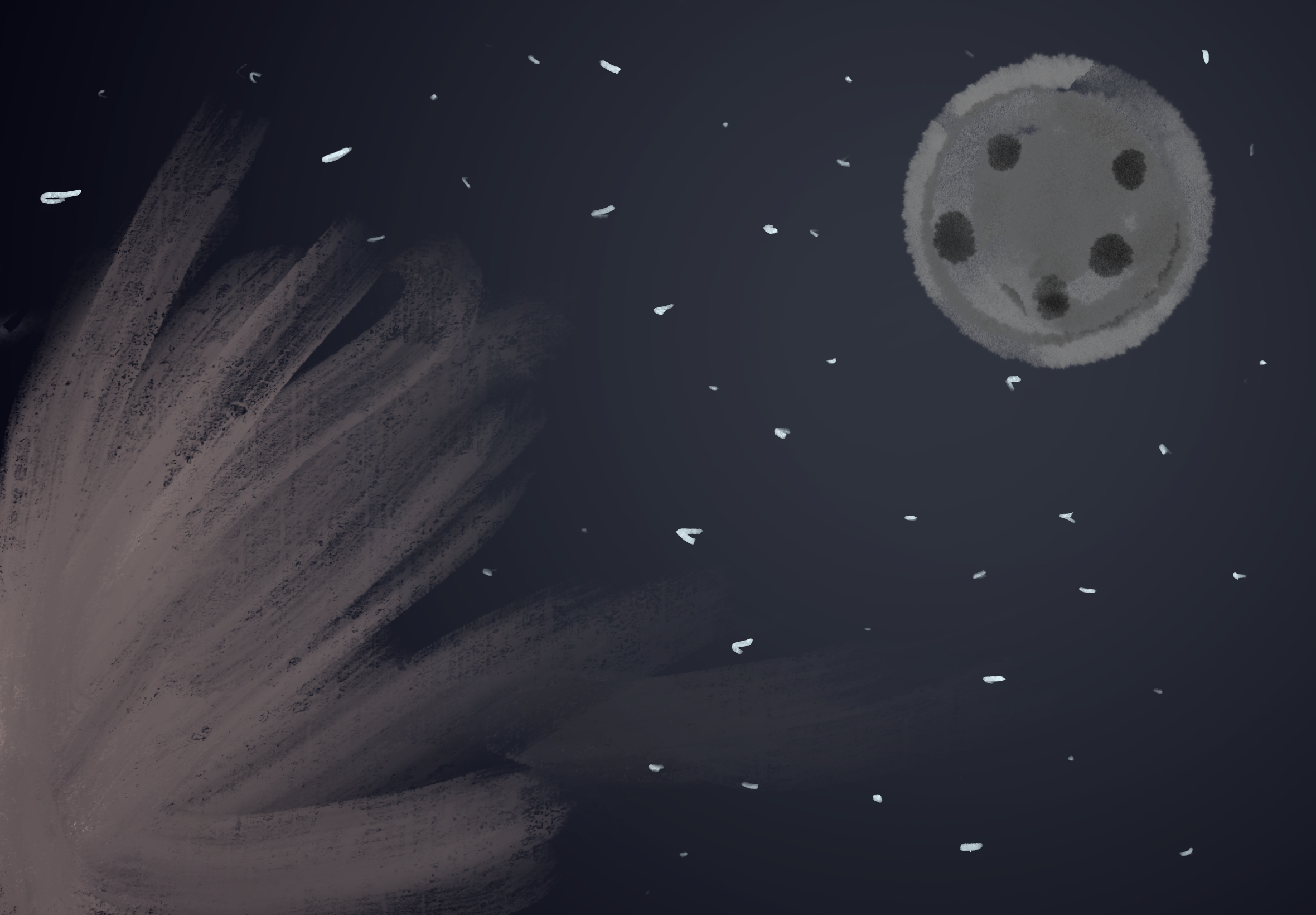 Moon and stars in the night sky HD Wallpaper