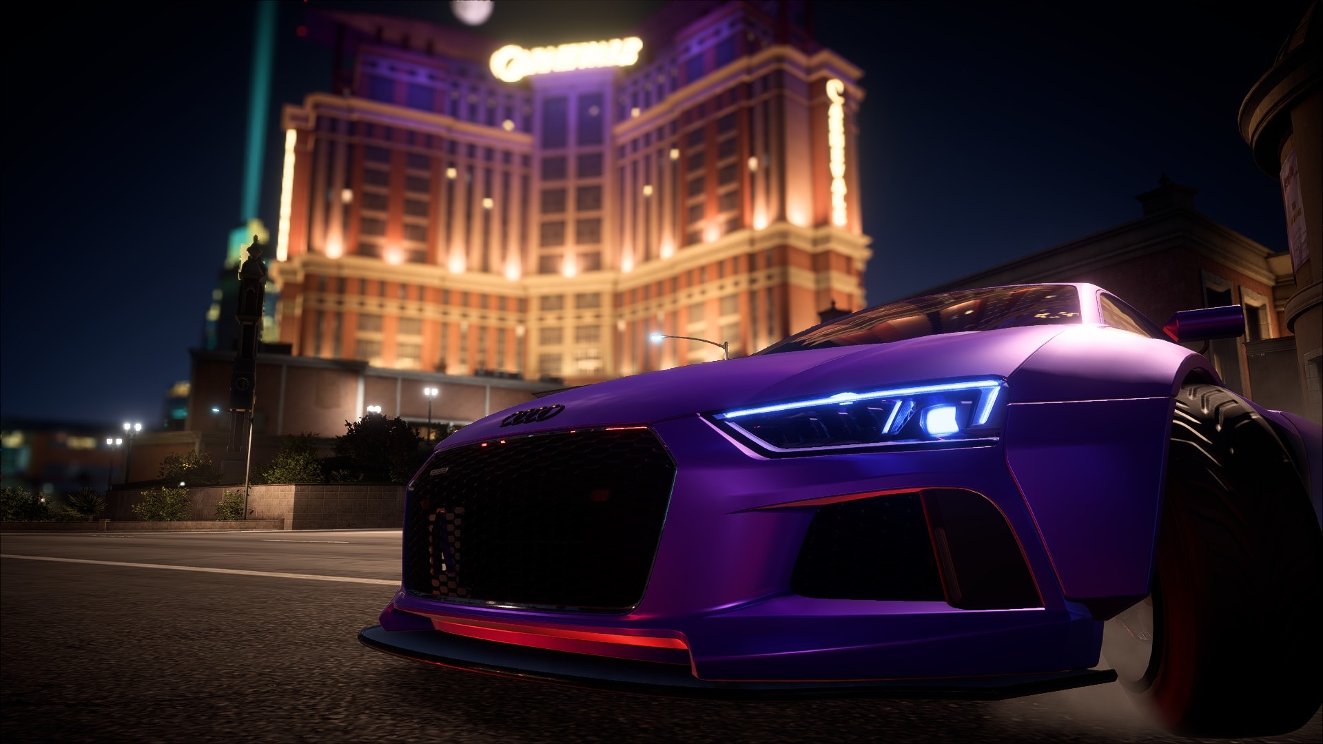 Purple Audi R8 in Need for Speed Payback at Night HD Wallpaper
