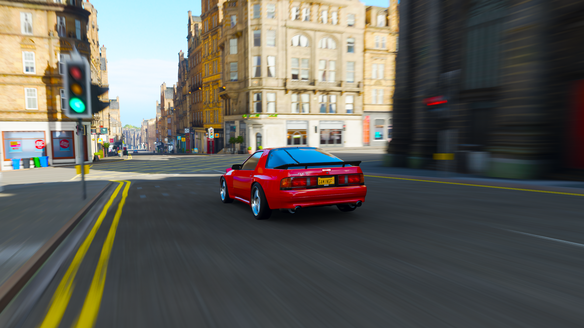 Red Mazda RX-7 FC driving in Forza Horizon 4 HD Wallpaper
