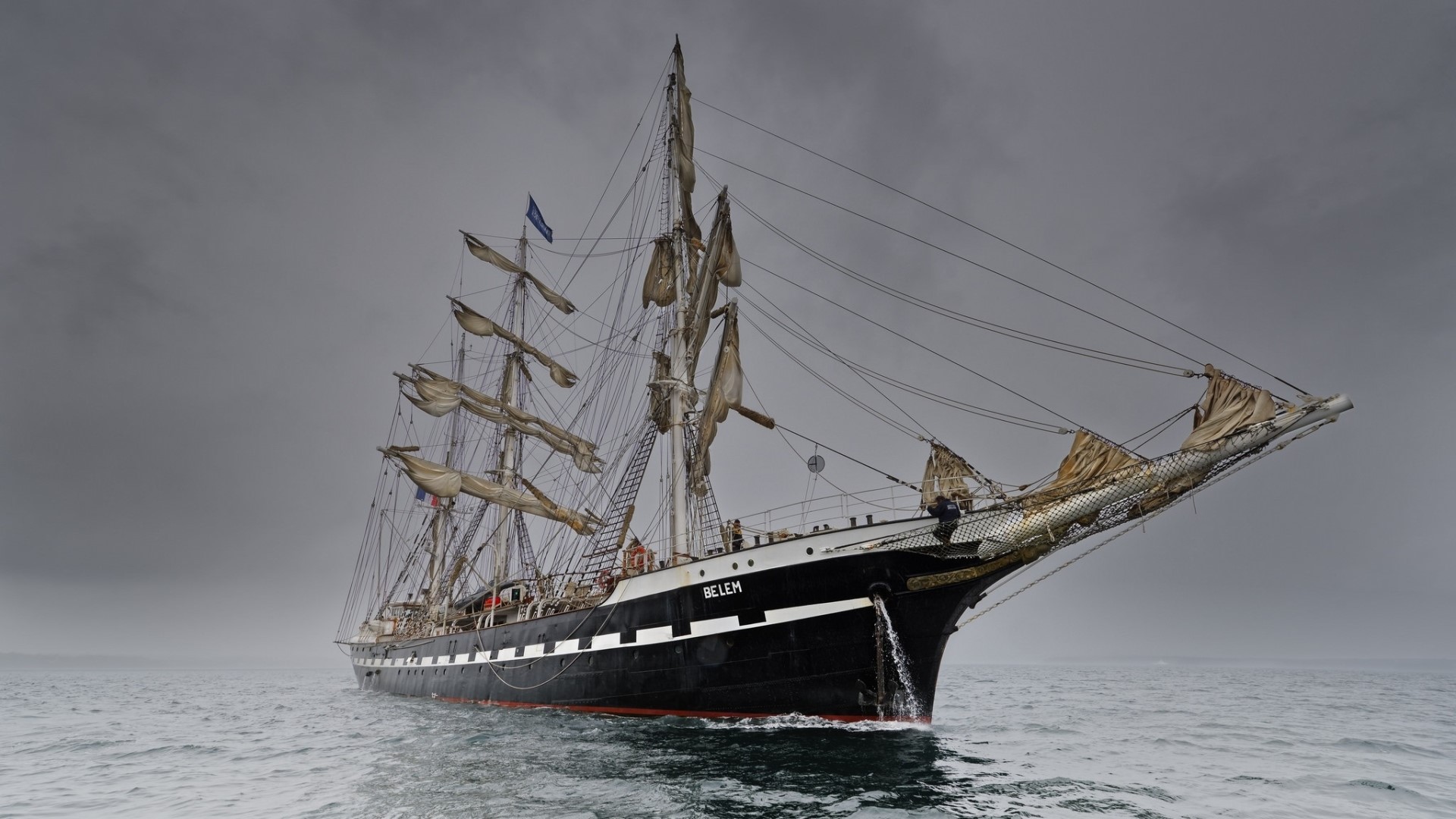 The Belem sailing ship on the sea HD Wallpaper