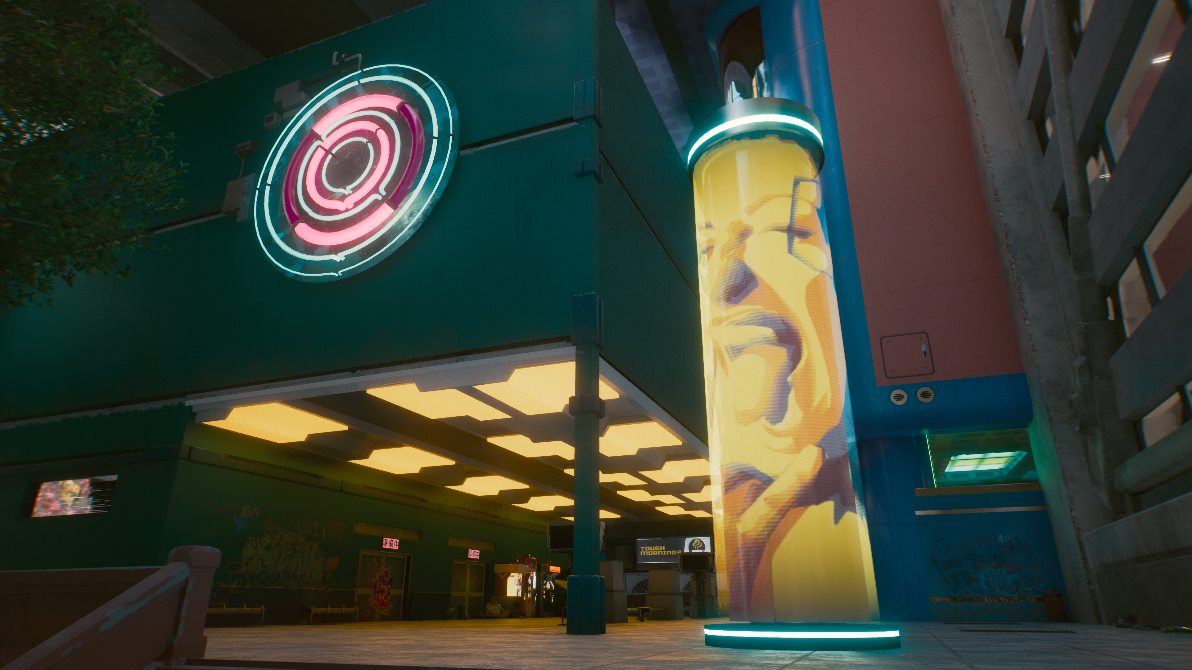 Cyberpunk 2077 neon sign and display HD Wallpaper