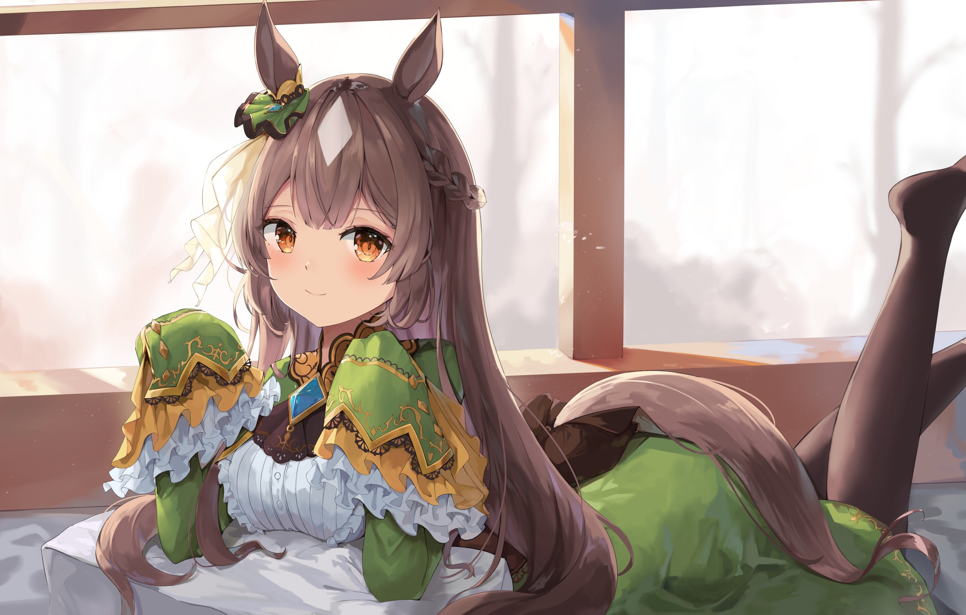 Anime girl with horse ears lying down HD Wallpaper