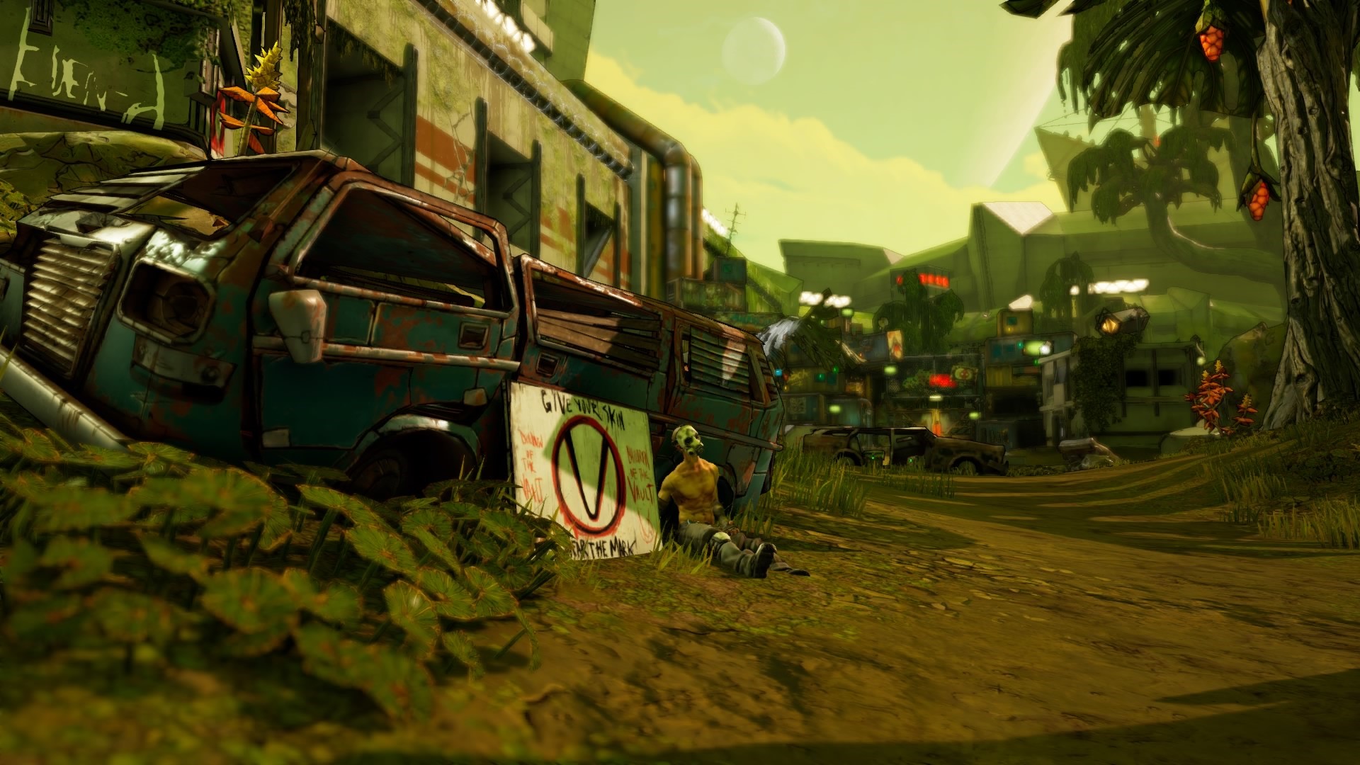 Borderlands 3 abandoned vehicle and settlement HD Wallpaper