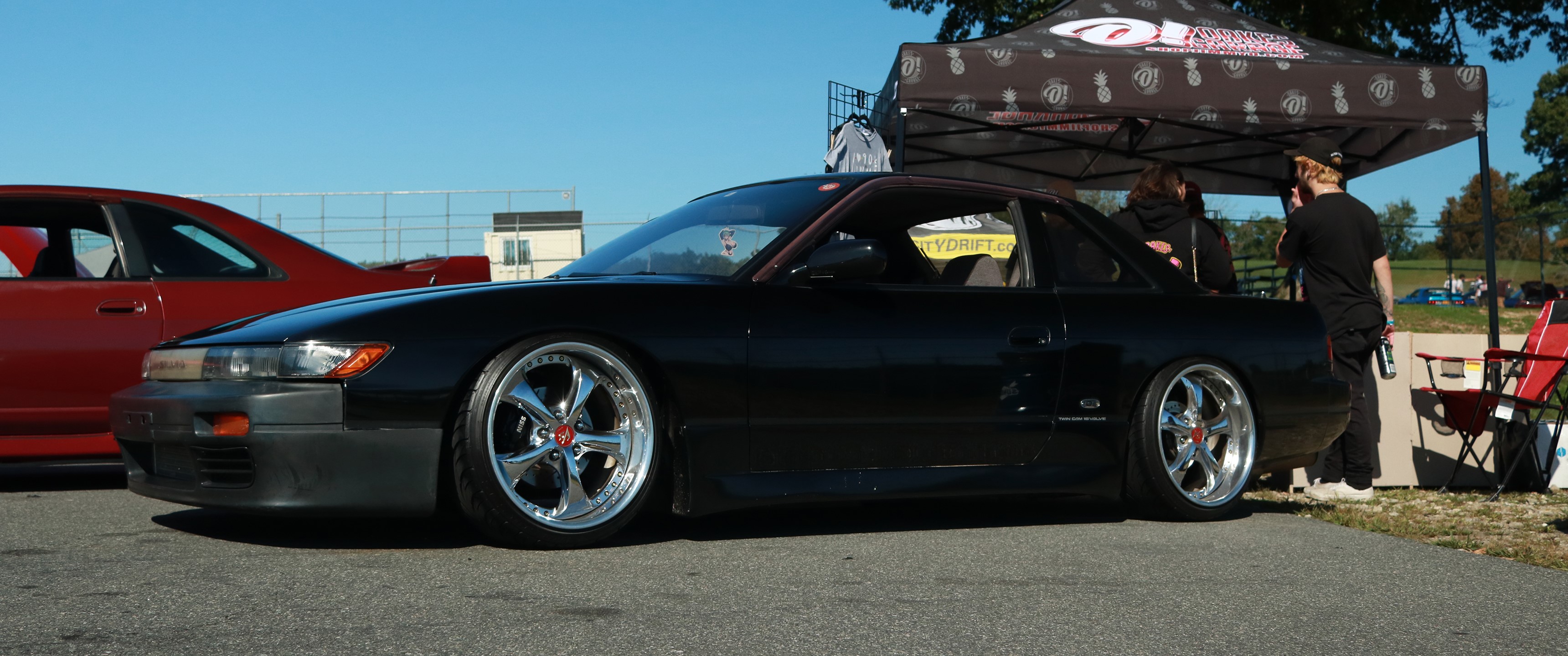 Black Nissan Silvia S13 drift car at event HD Wallpaper