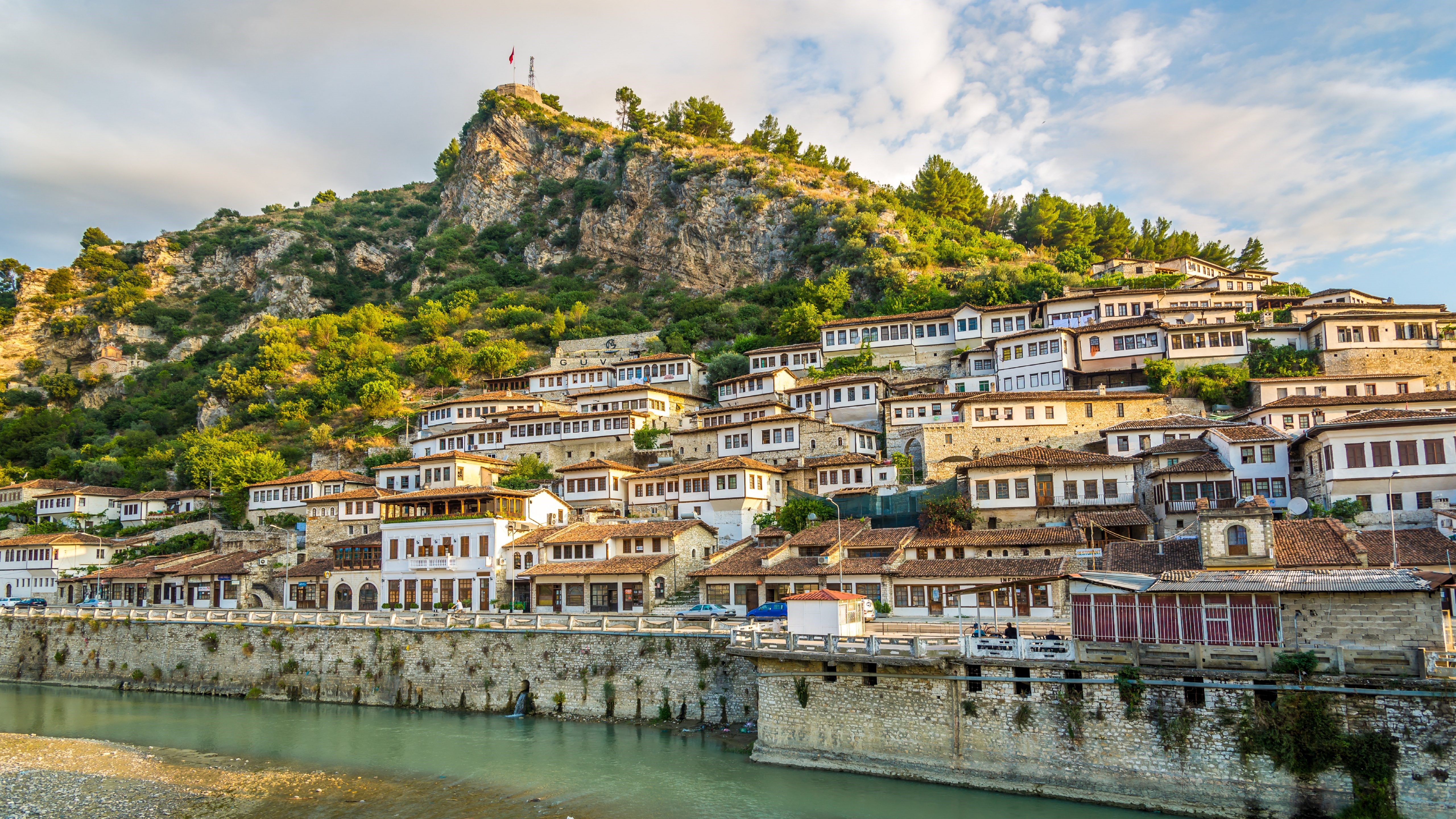 Berat, Albania cityscape with Ottoman architecture HD Wallpaper
