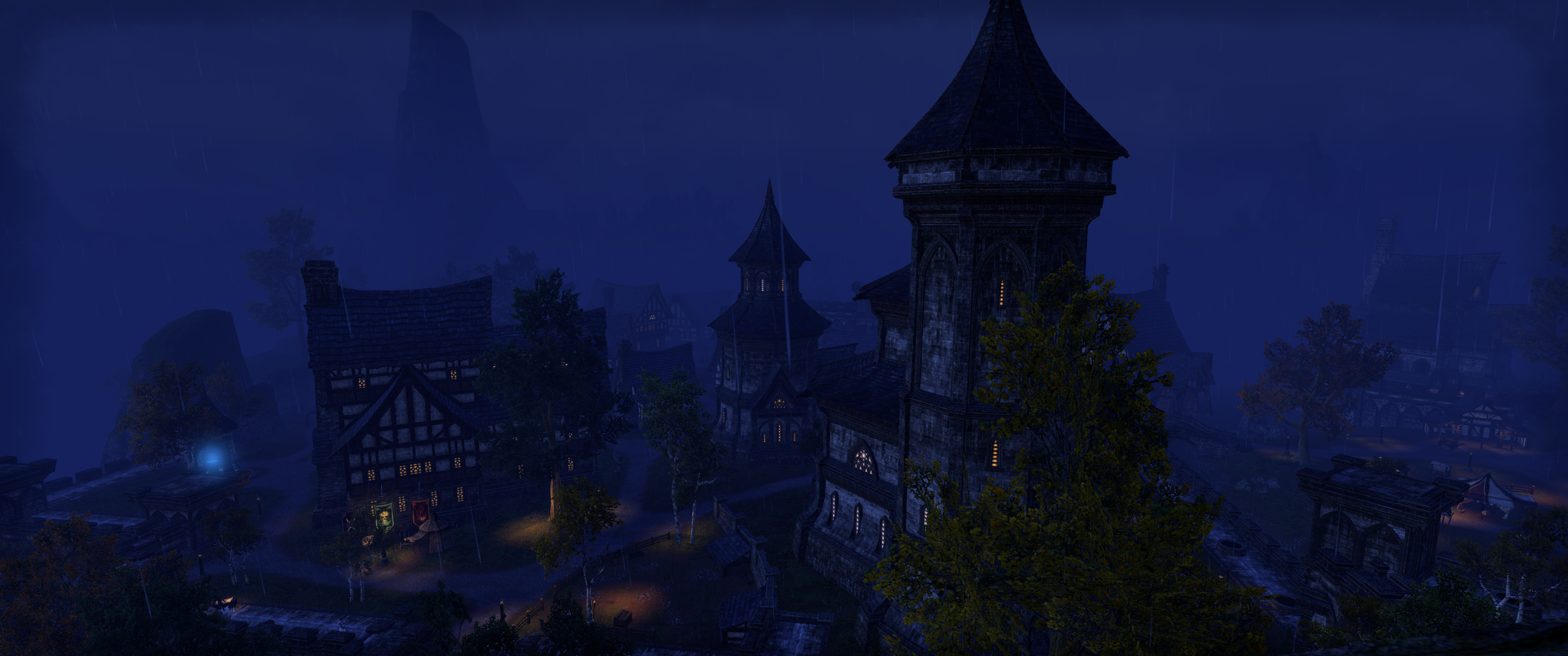 Town at night in The Elder Scrolls Online HD Wallpaper