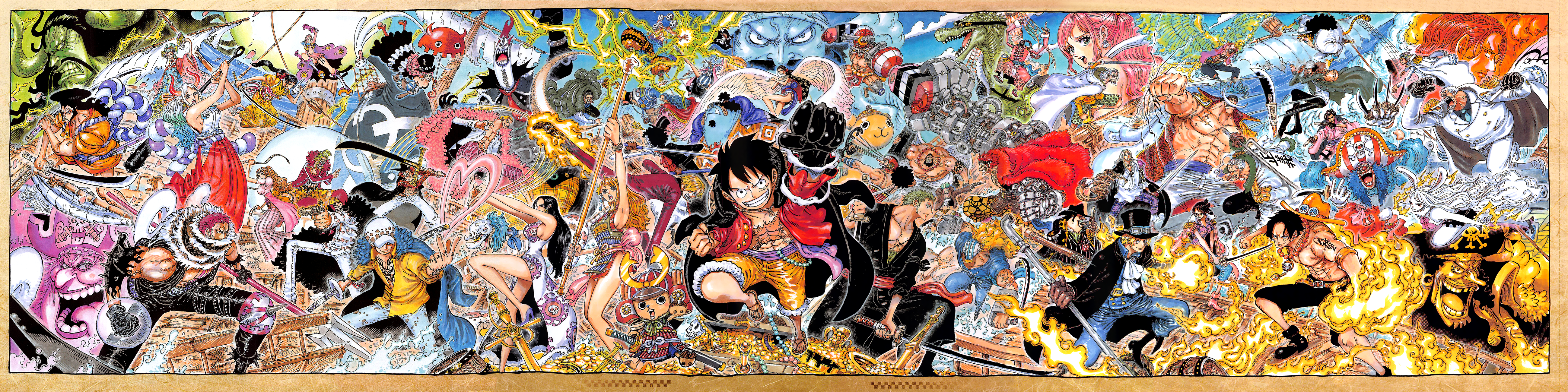 One Piece characters in battle HD Wallpaper