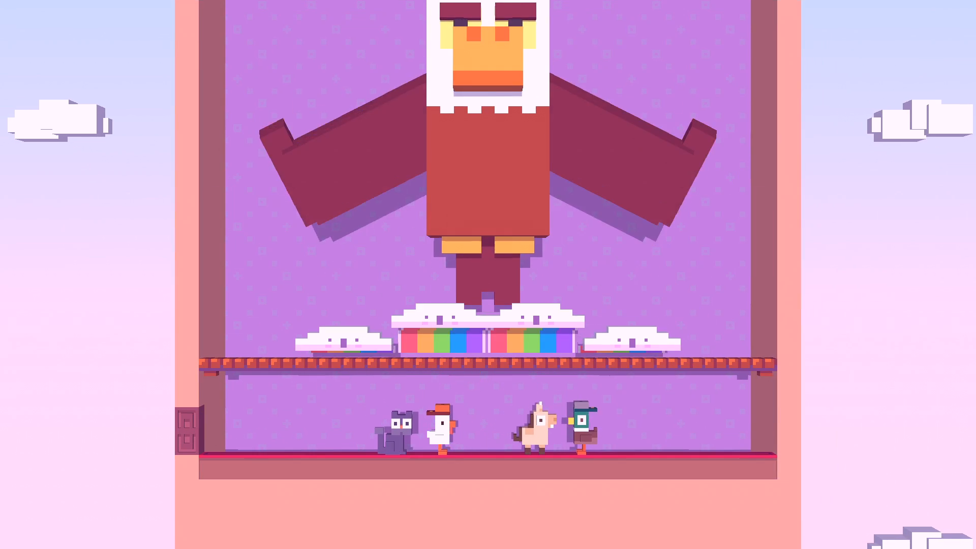Crossy Road characters with giant eagle HD Wallpaper
