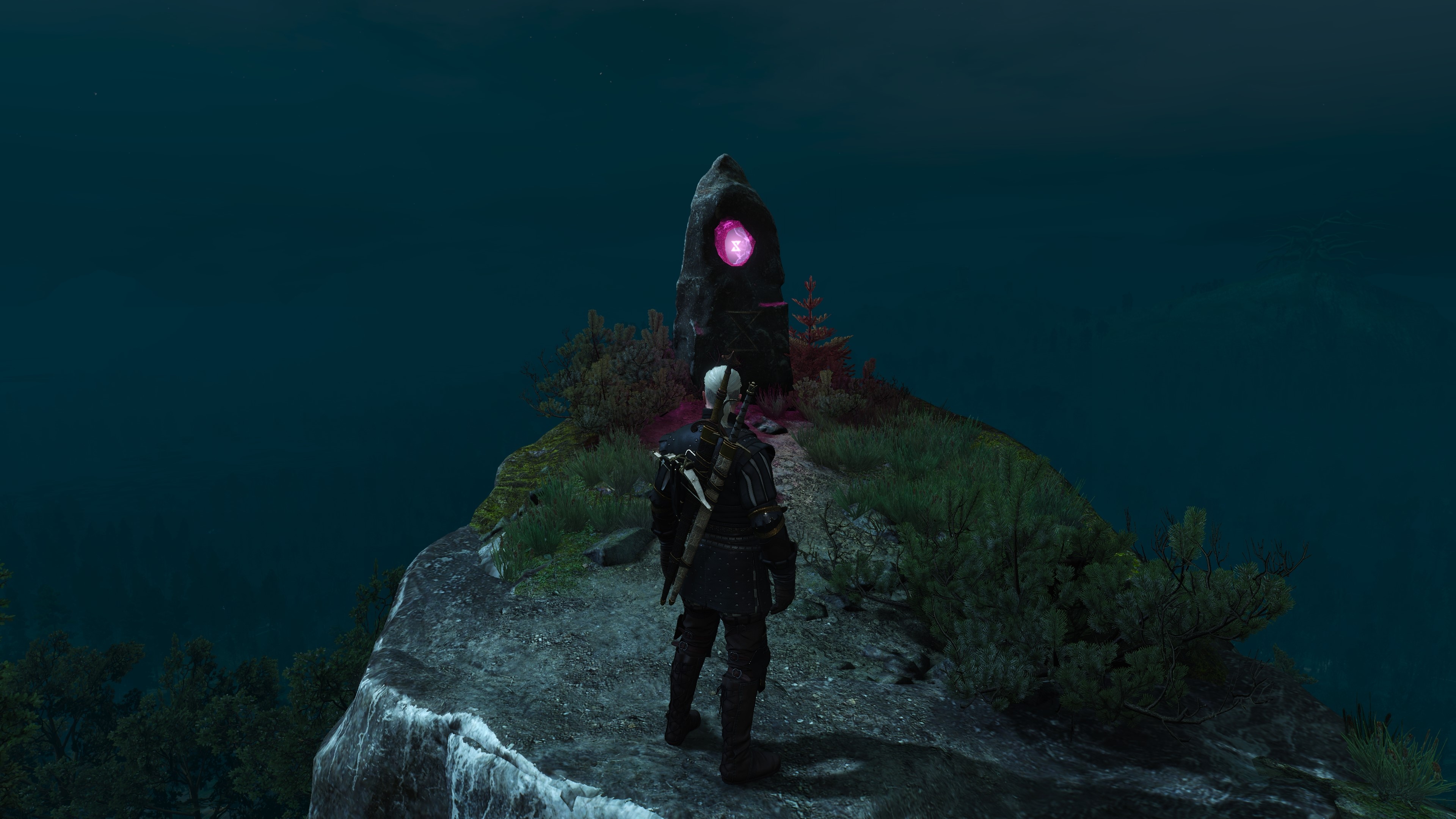 Geralt from The Witcher 3: Wild Hunt at a monolith HD Wallpaper