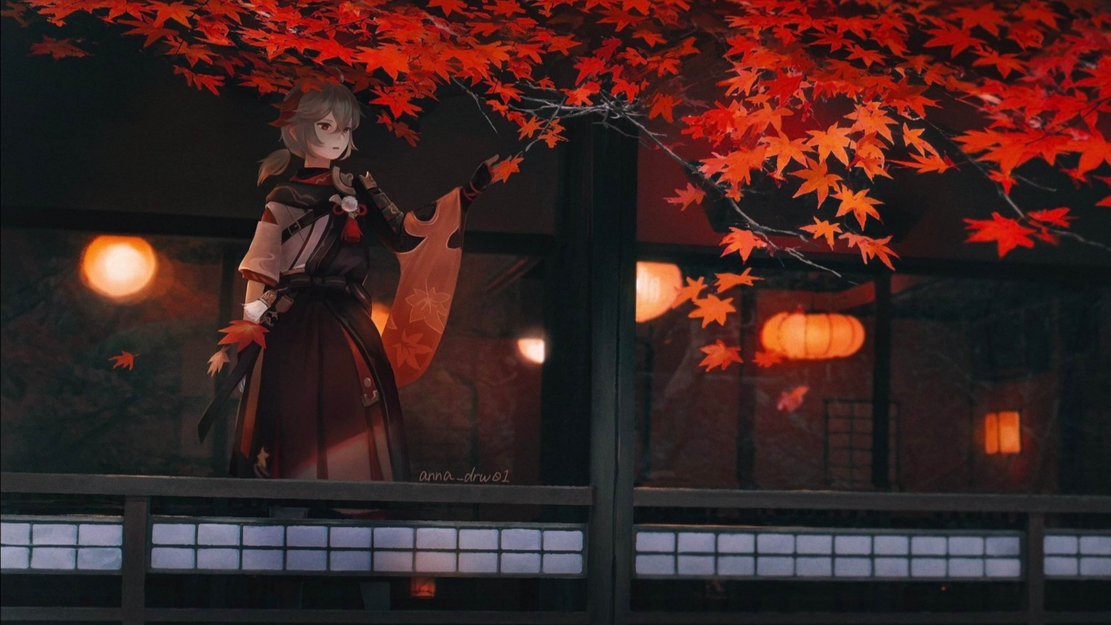 Kaedehara Kazuha from Genshin Impact in fall HD Wallpaper