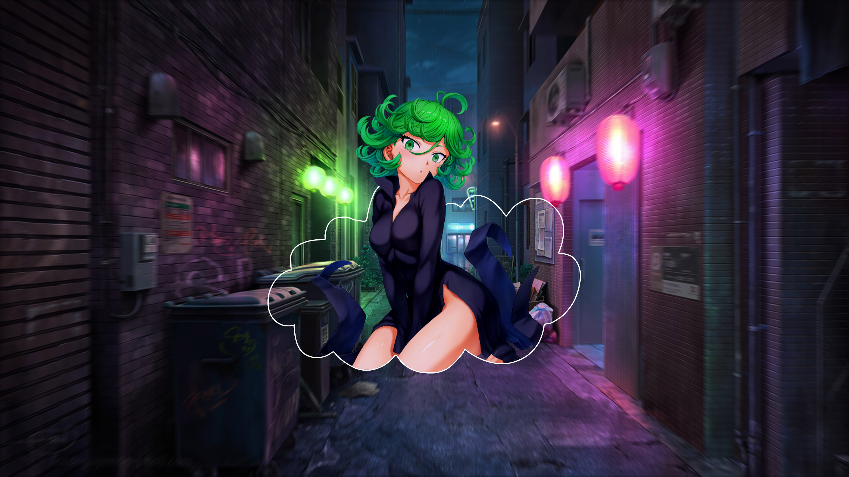 Tatsumaki from One-Punch Man in an alley HD Wallpaper