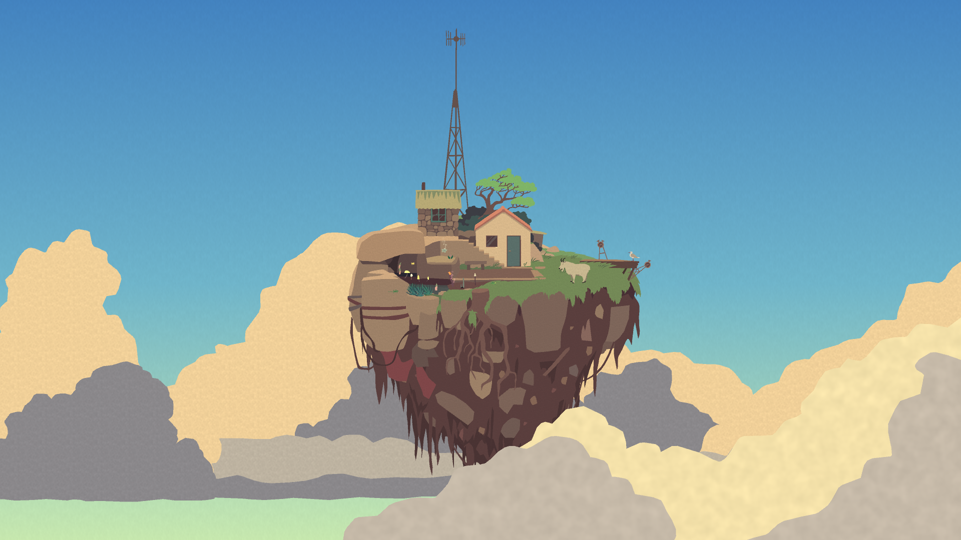 Mutazione video game art of a floating island HD Wallpaper