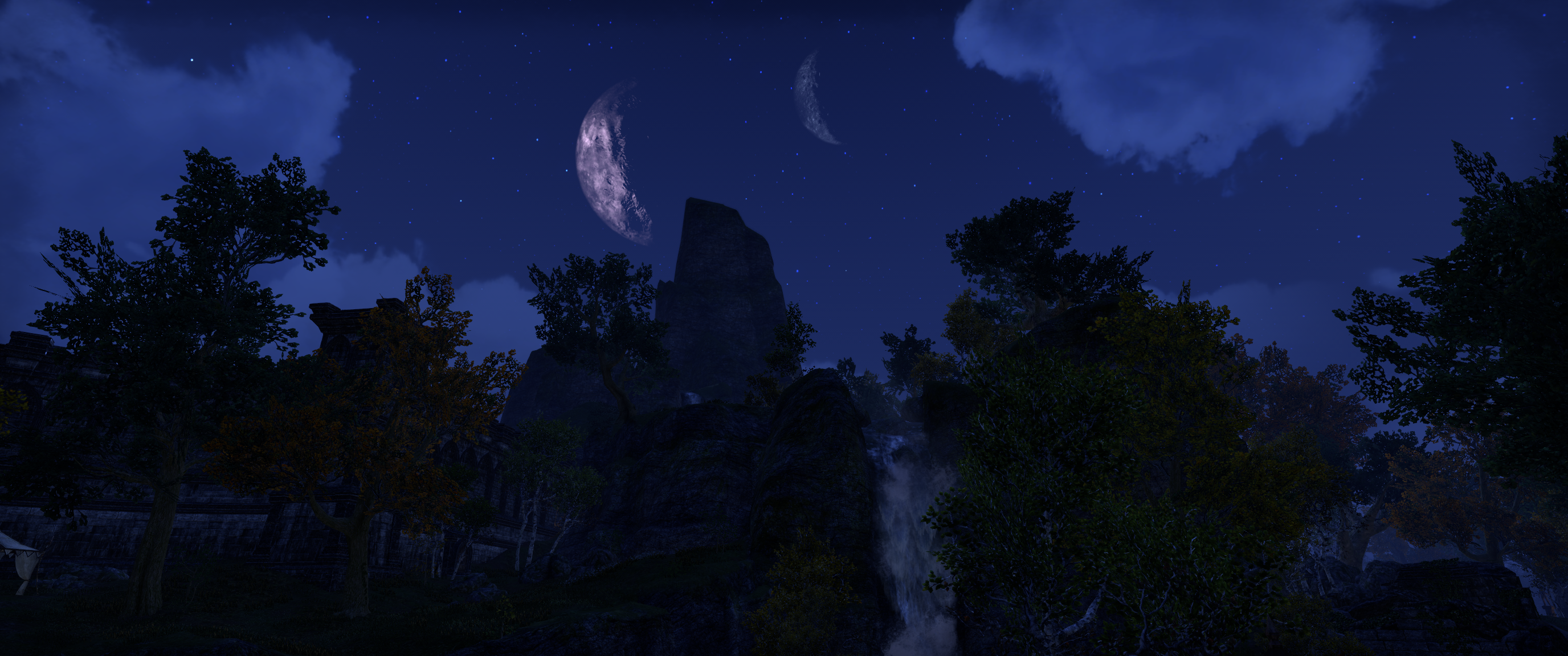 The Elder Scrolls Online night landscape with moons HD Wallpaper